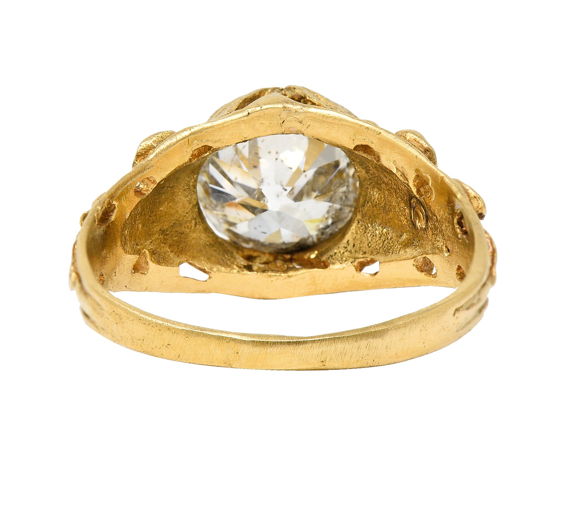 Art Nouveau 1.93 CTW Diamond 14 Karat Gold Blossom Antique Engagement Ring