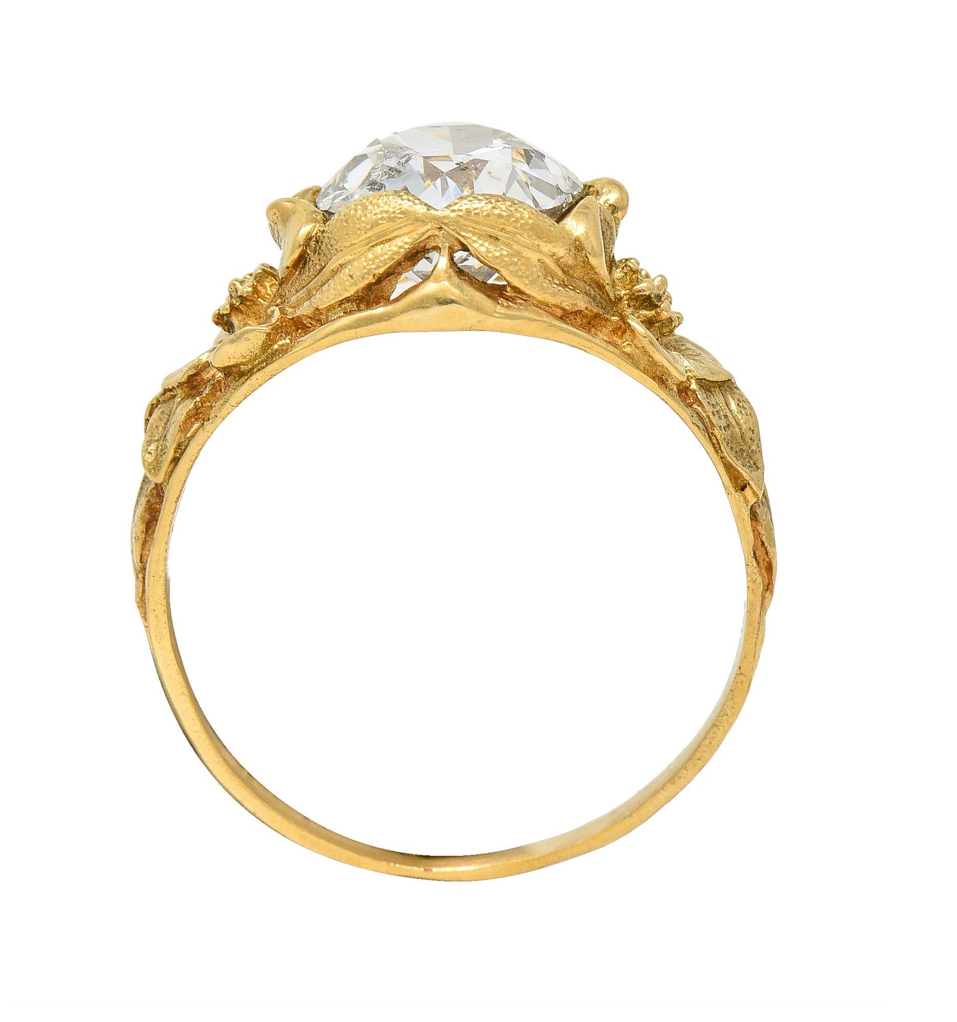 Art Nouveau 1.93 CTW Diamond 14 Karat Gold Blossom Antique Engagement Ring