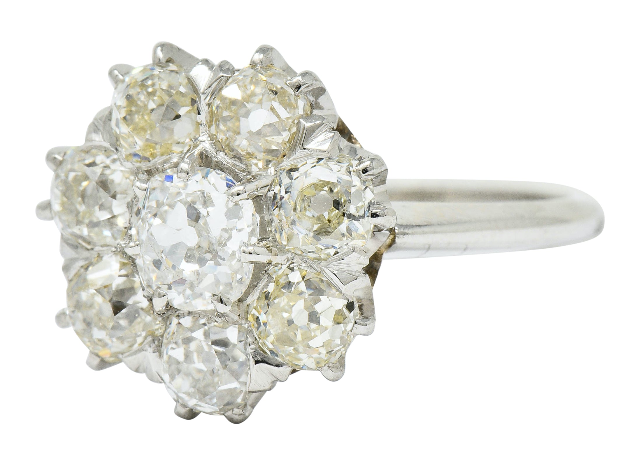 Edwardian 2.50 CTW Diamond Platinum Cluster Ring - Wilson's Estate Jewelry