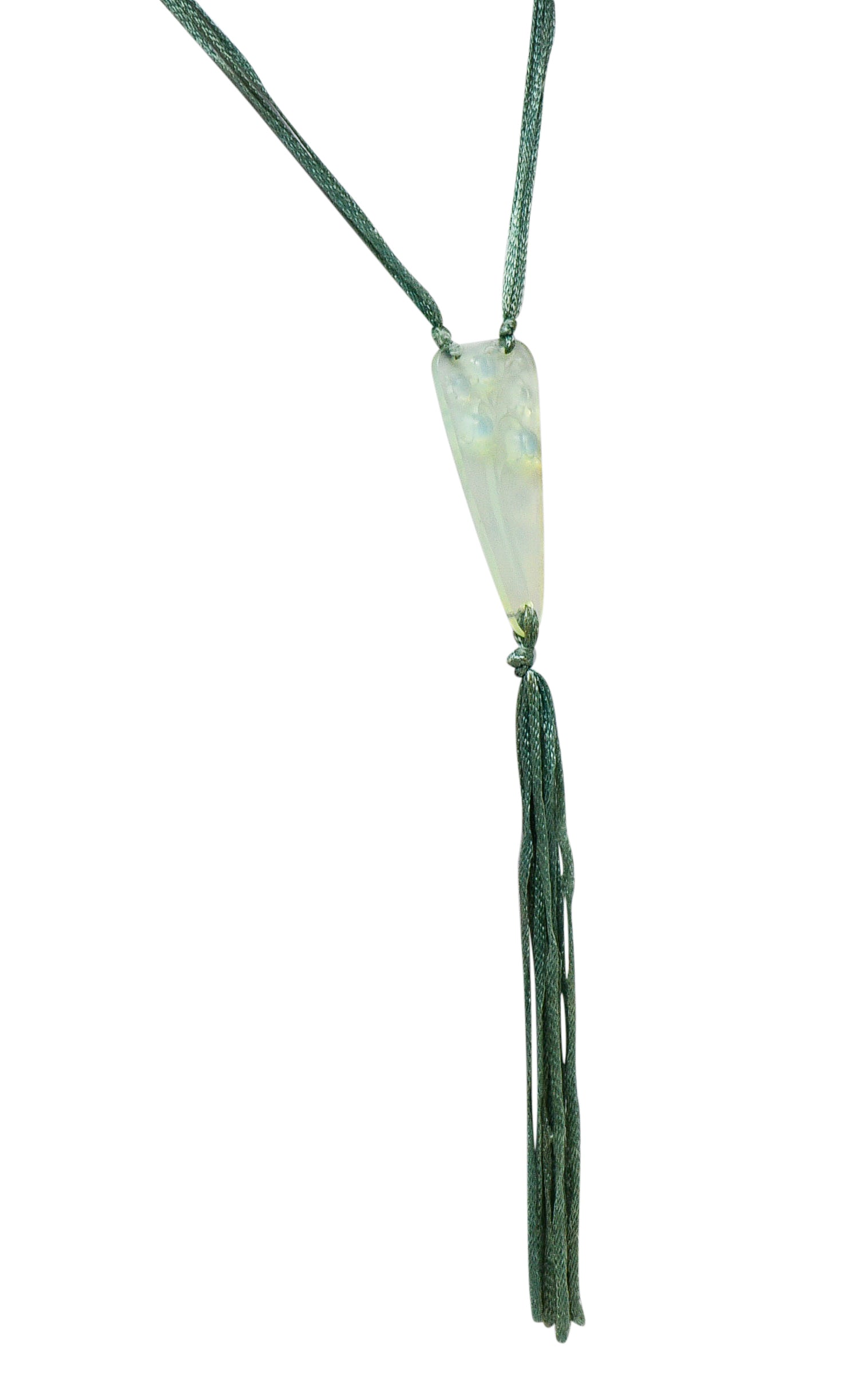 Rene Lalique Art Nouveau Frosted Glass Silk Lily Of The Valley Tassel Pendant NecklaceNecklace - Wilson's Estate Jewelry