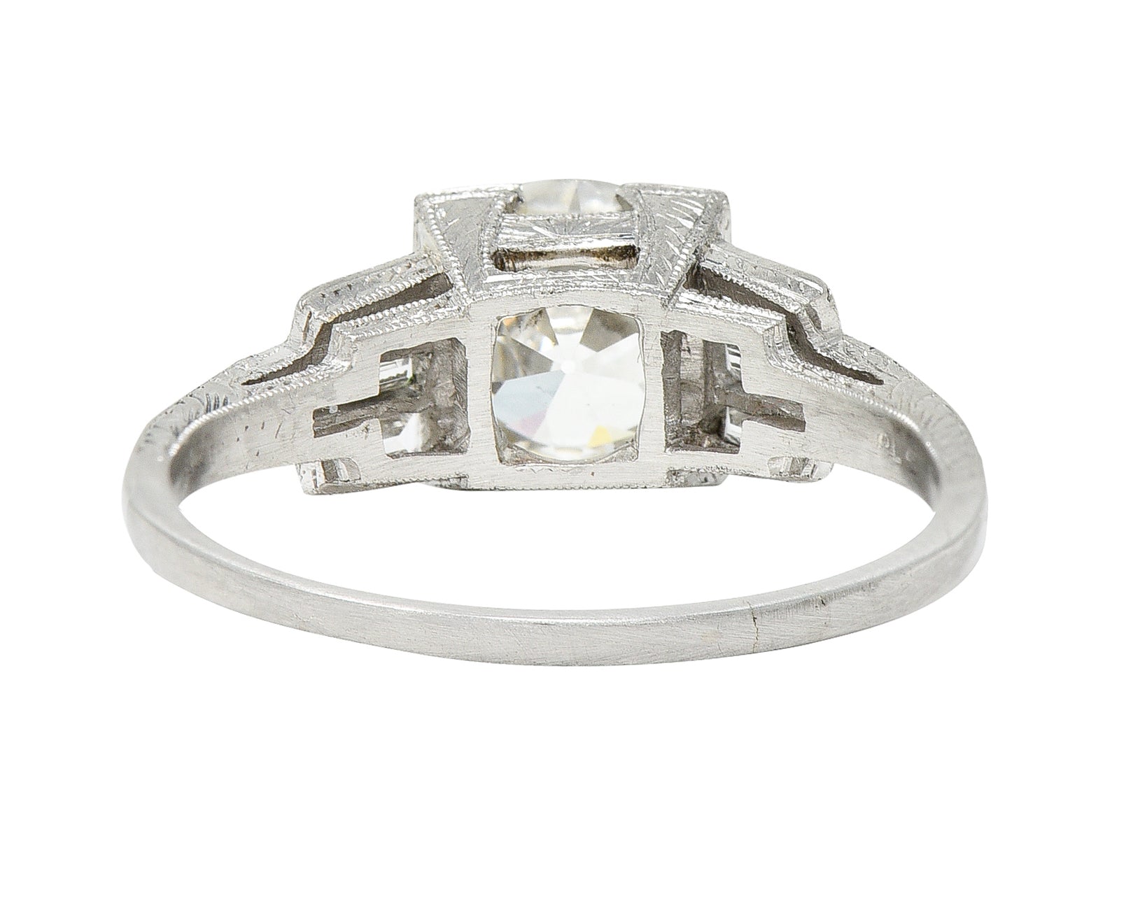 Art Deco 2.05 CTW Diamond Platinum Engraved Engagement RingRing - Wilson's Estate Jewelry