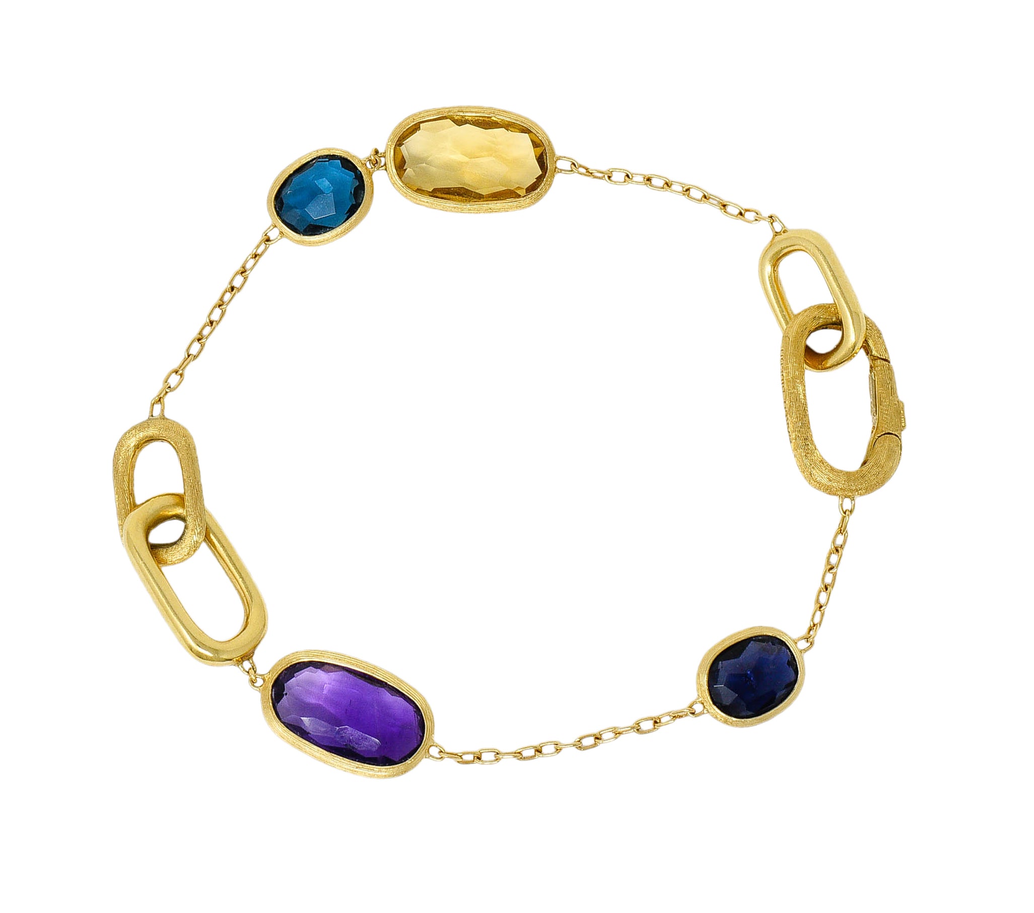 Marco Bicego Italian Multi-Gem 18 Karat Gold Murano Station Braceletbracelet - Wilson's Estate Jewelry