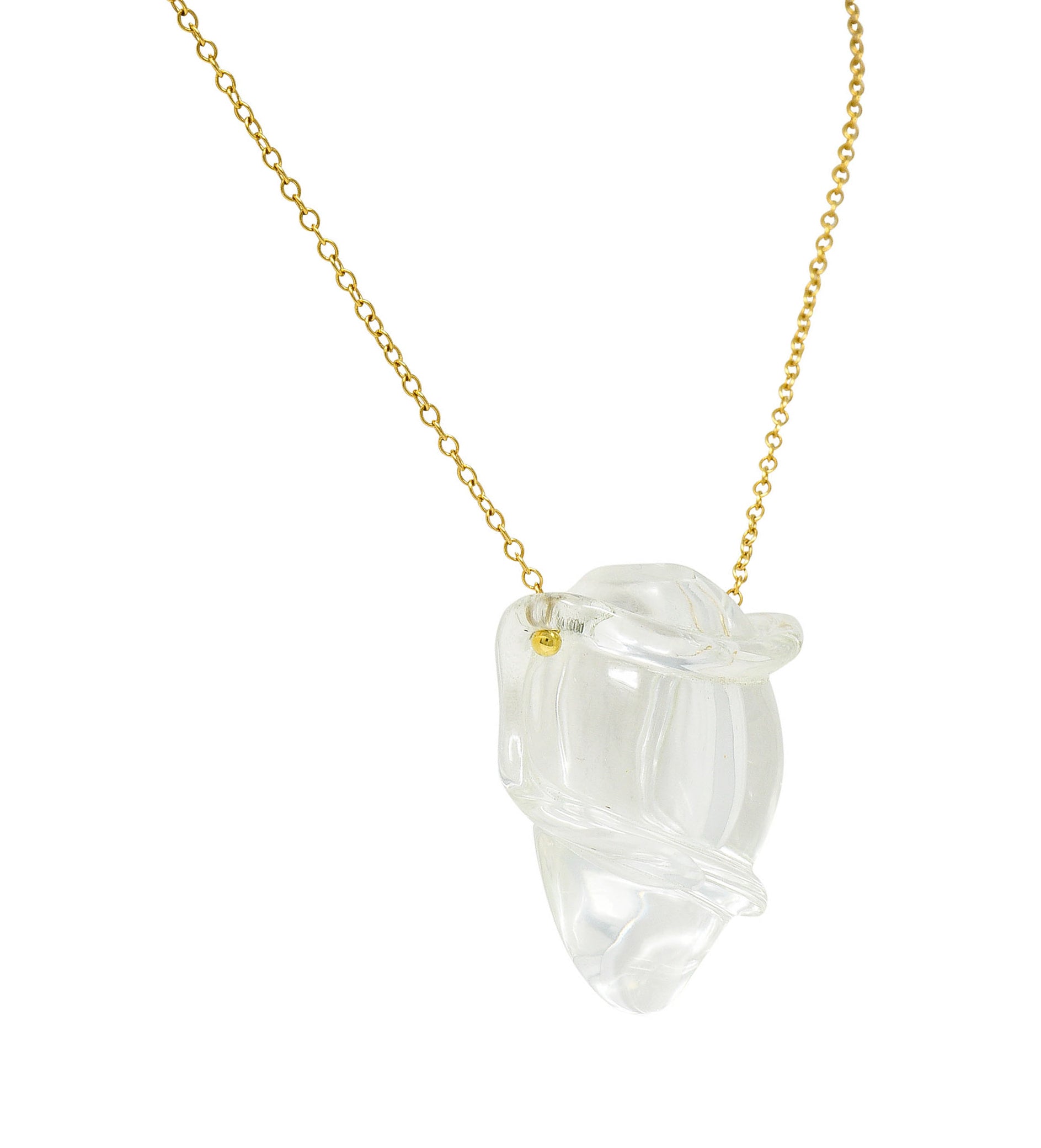 Elsa Peretti Tiffany & Co. Rock Crystal Quartz 18 Karat Gold Long Chain Bottle NecklaceNecklace - Wilson's Estate Jewelry