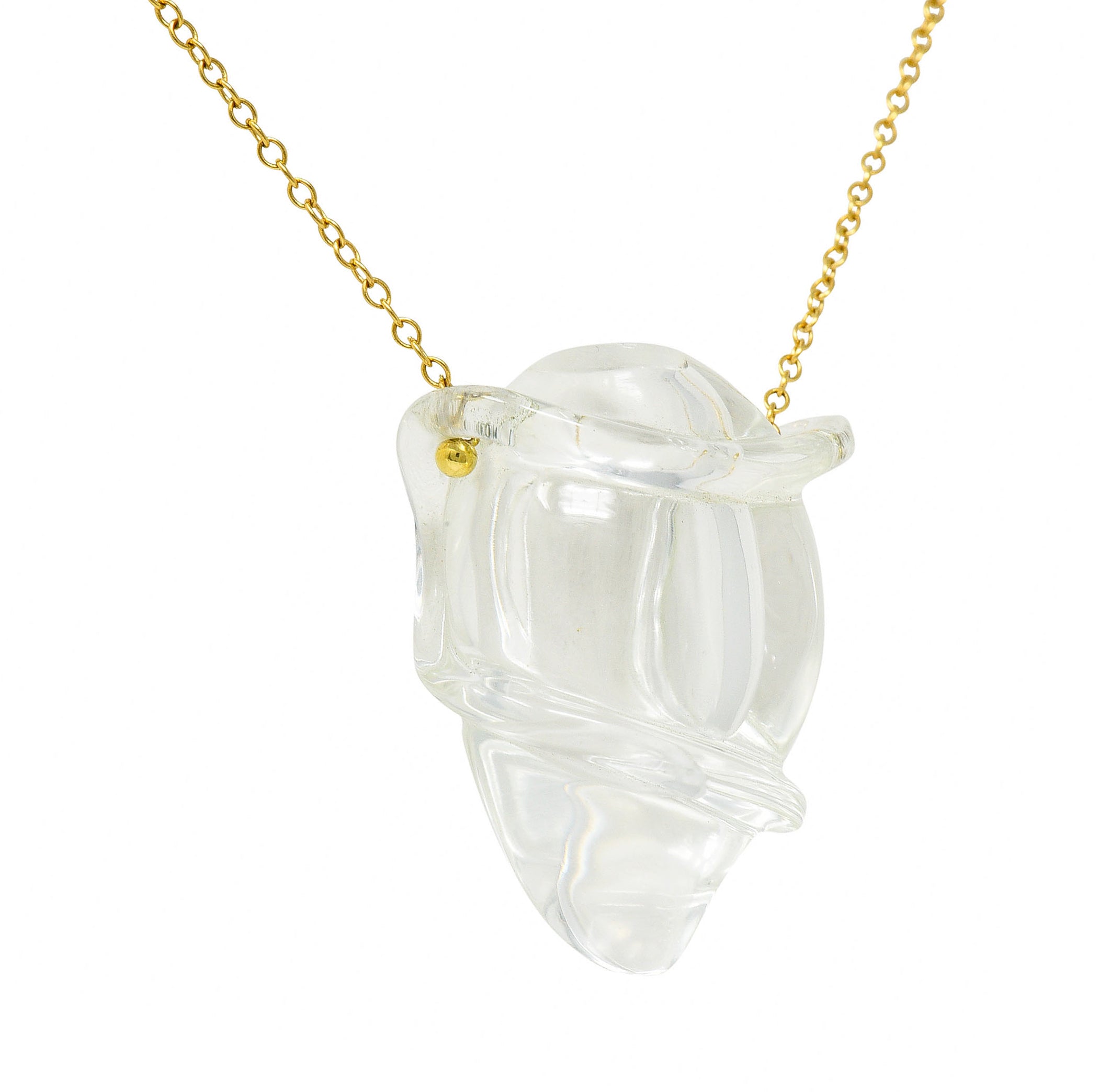 Elsa Peretti Tiffany & Co. Rock Crystal Quartz 18 Karat Gold Long Chain Bottle NecklaceNecklace - Wilson's Estate Jewelry