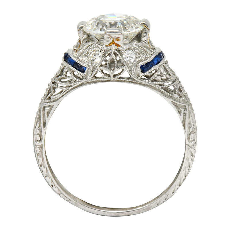 Art Deco 1.45 CTW Diamond Sapphire Platinum Engagement Ring | Wilson's ...