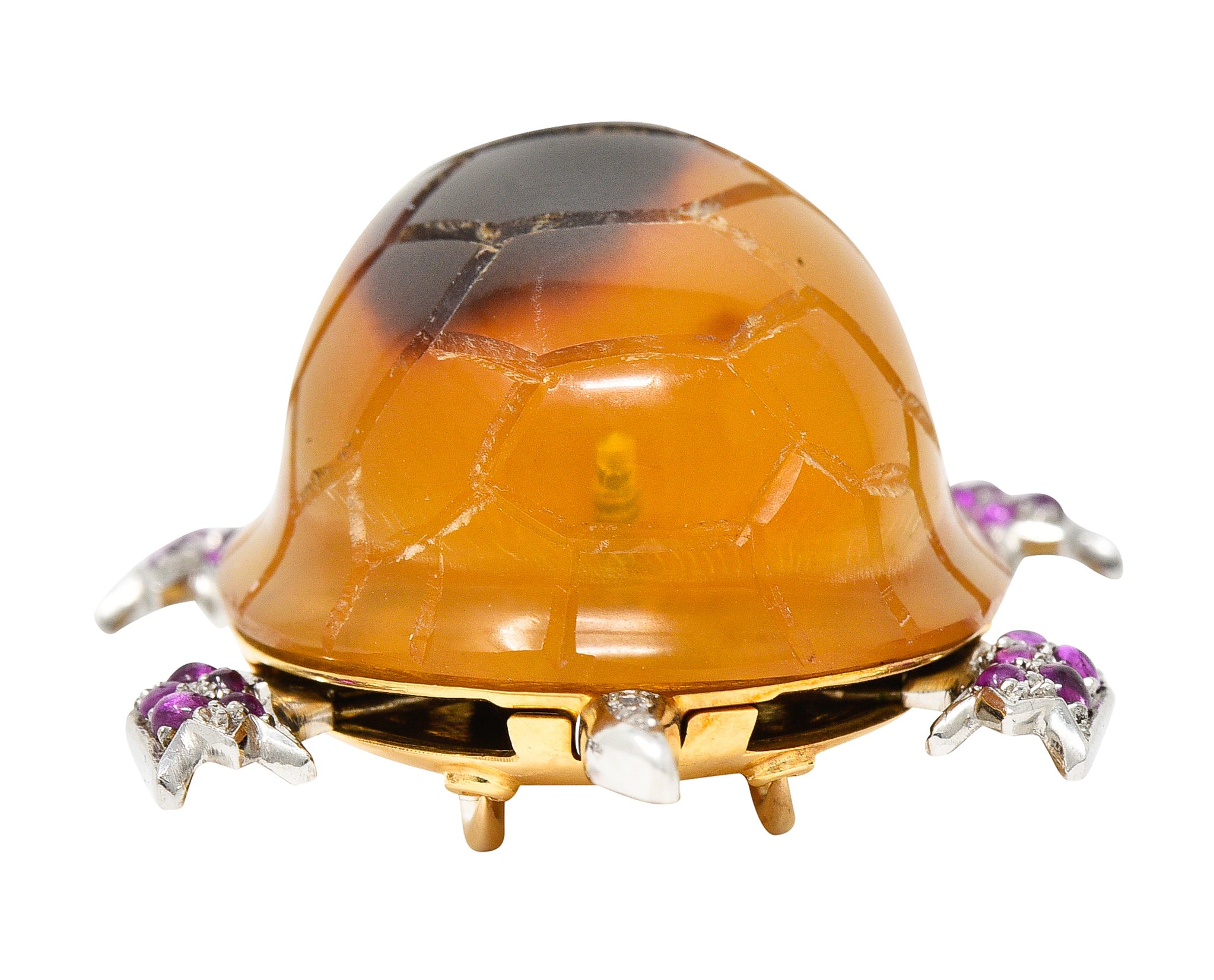 1950's Cartier Ruby Diamond Platinum 18 Karat Gold Turtle BroochBrooch - Wilson's Estate Jewelry