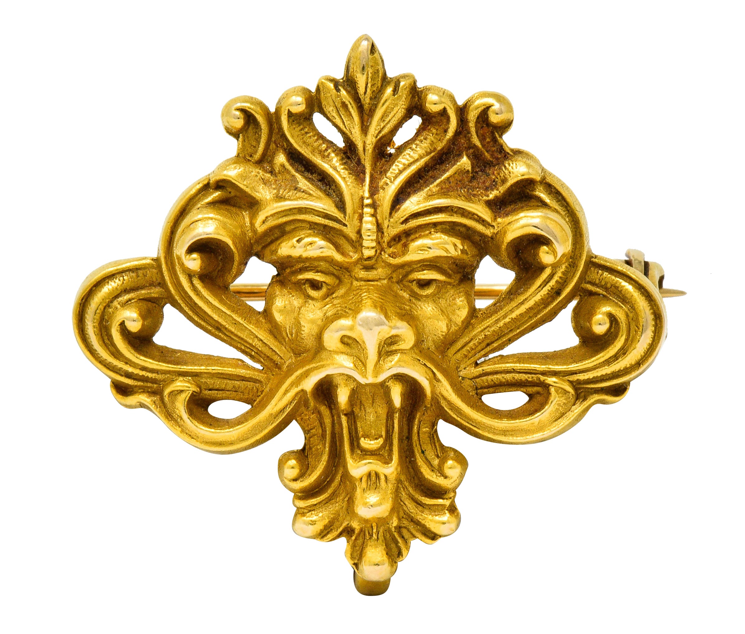 Art Nouveau 14 Karat Gold Whiplash Lion Brooch Circa 1905Brooch - Wilson's Estate Jewelry