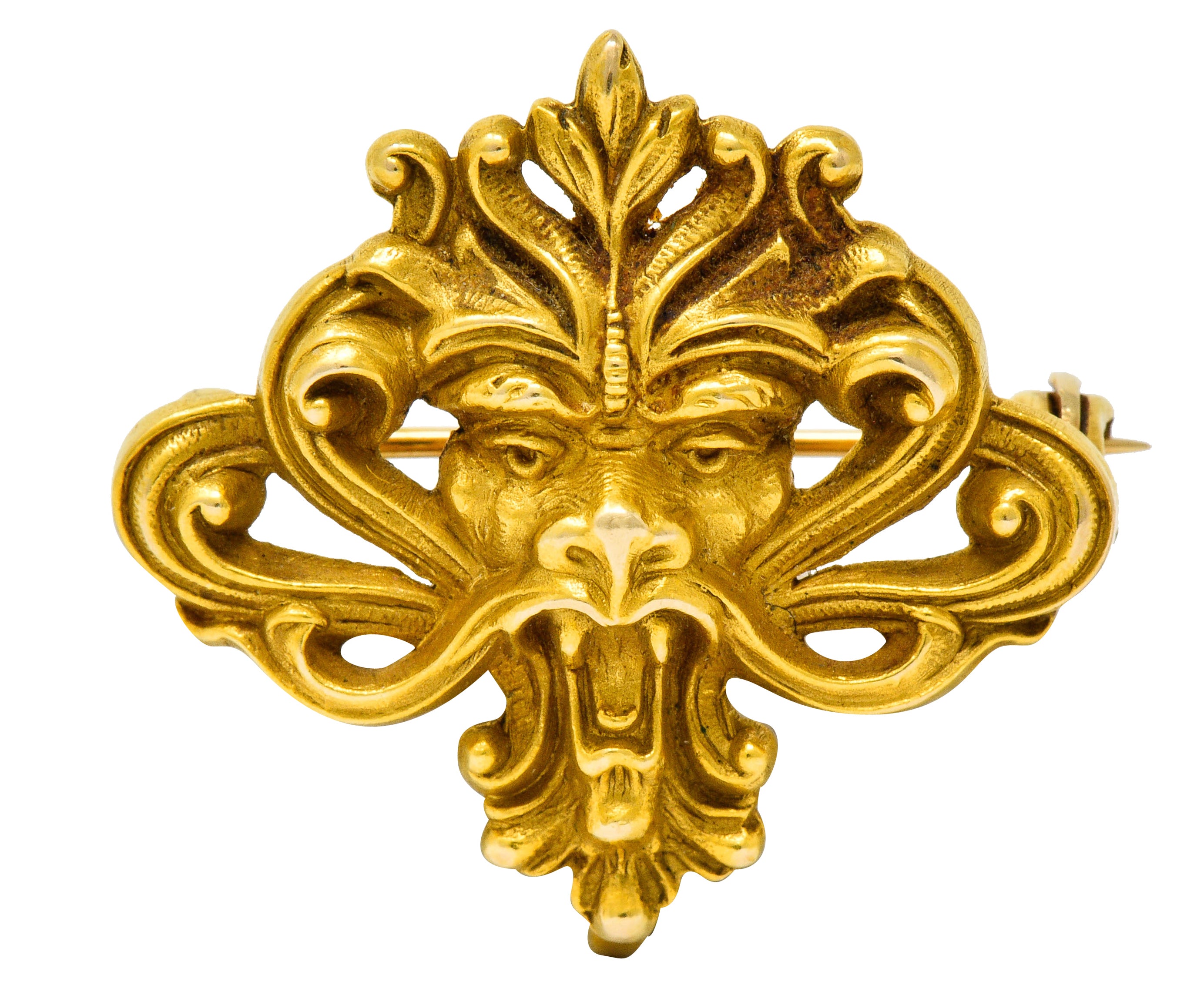 Art Nouveau 14 Karat Gold Whiplash Lion Brooch Circa 1905Brooch - Wilson's Estate Jewelry