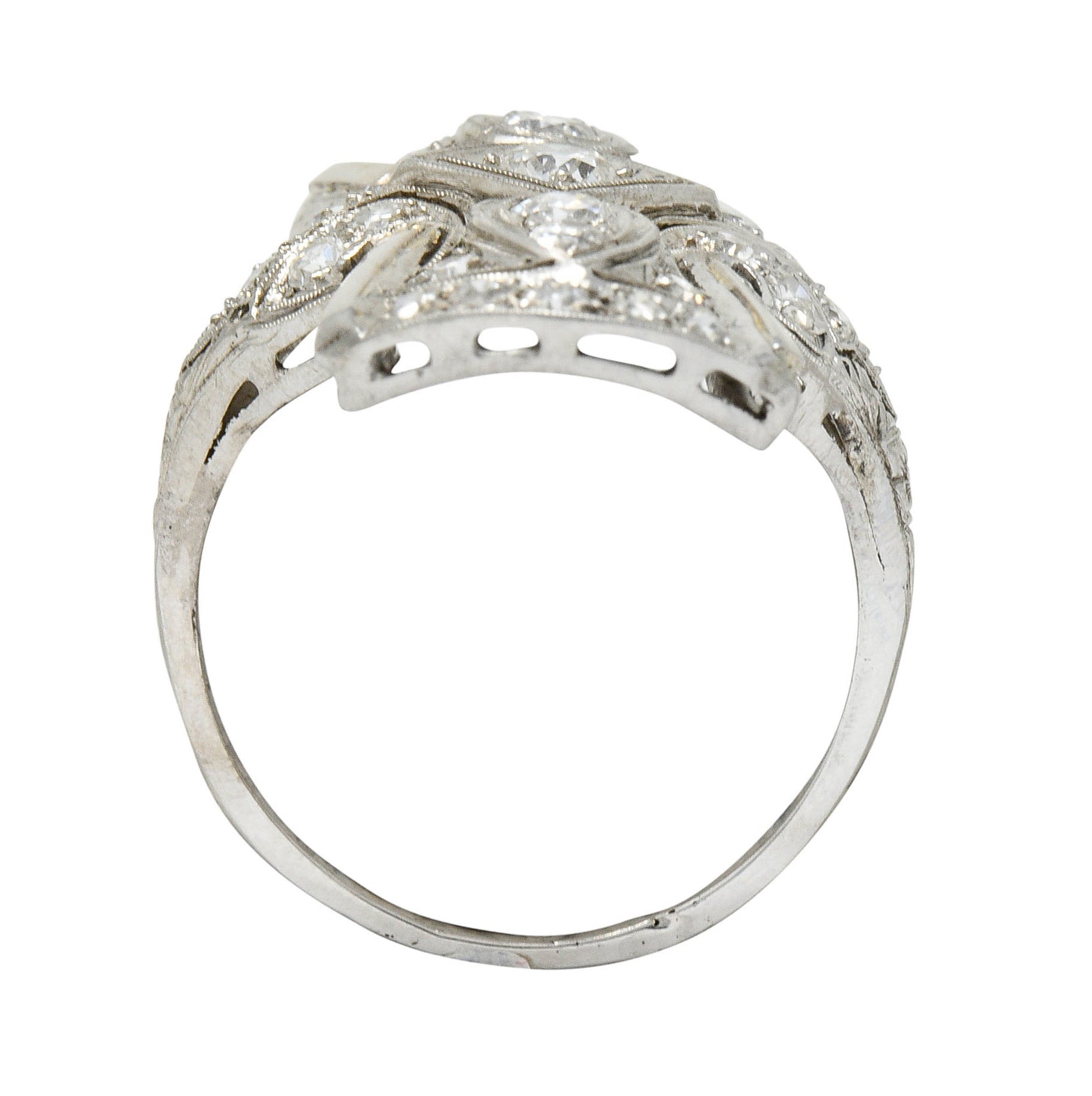 Art Deco 1.00 CTW Diamond Platinum Flared Dinner Ring Circa 1930Ring - Wilson's Estate Jewelry