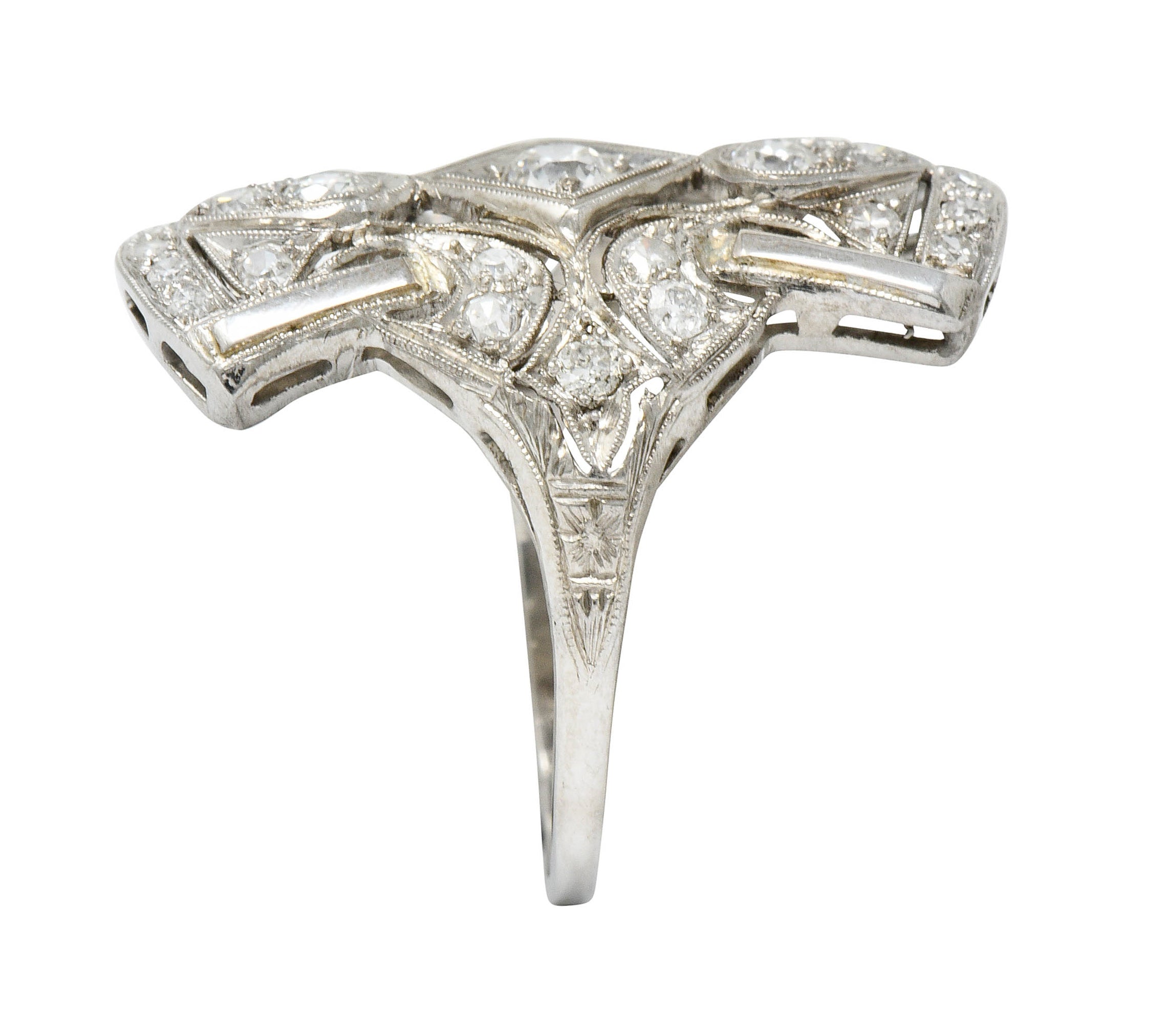 Art Deco 1.00 CTW Diamond Platinum Flared Dinner Ring Circa 1930Ring - Wilson's Estate Jewelry