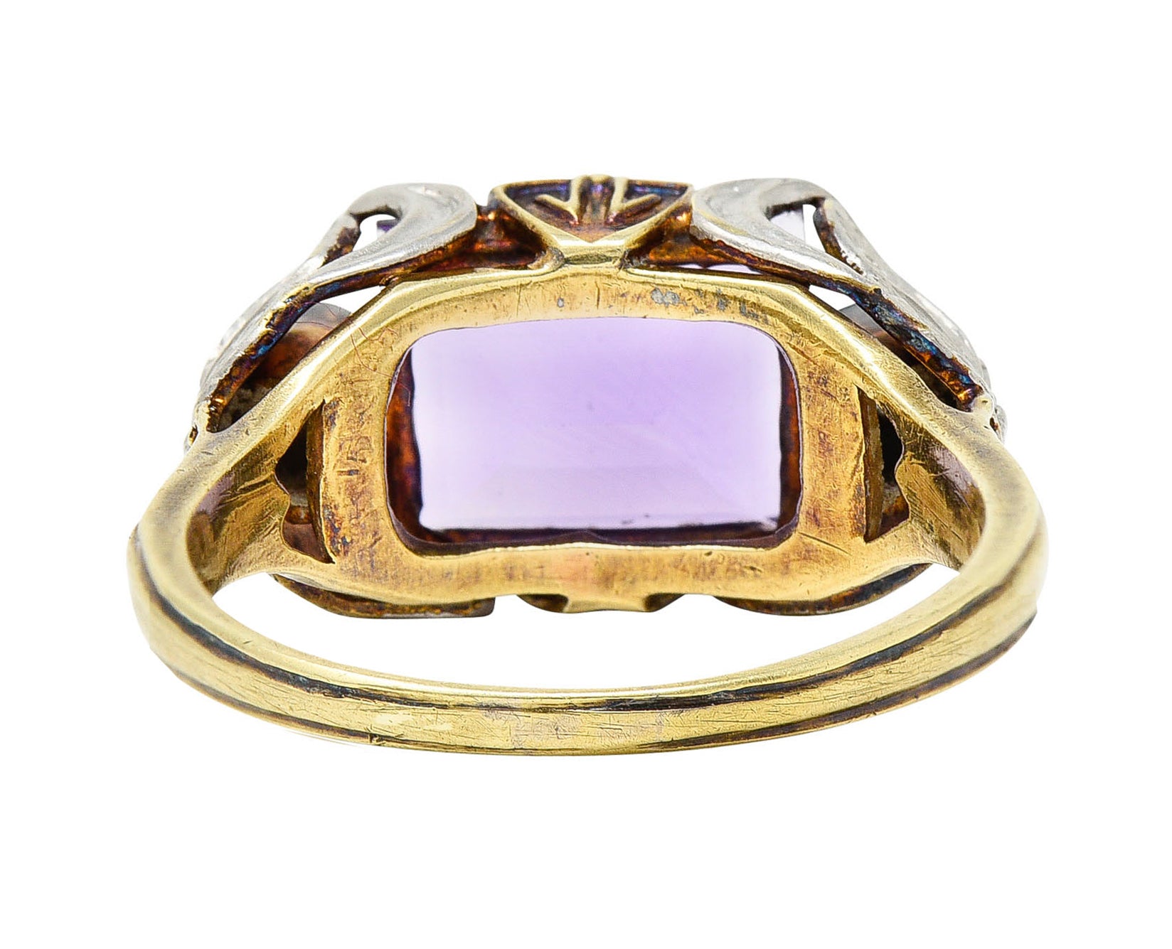 Allsopp-Steller Art Deco Amethyst Diamond 14 Karat Two-Tone Gold Butterfly RingRing - Wilson's Estate Jewelry