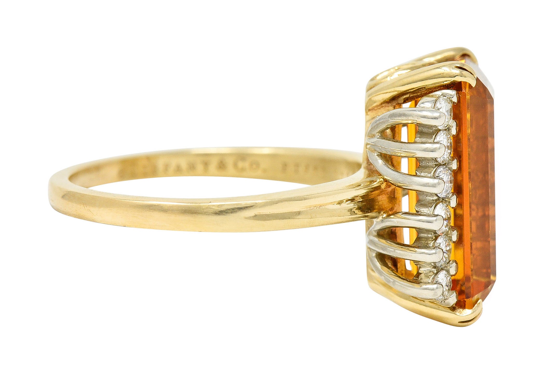 Tiffany & Co. Imperial Topaz Diamond 18 Karat Gold Platinum Gemstone RingRing - Wilson's Estate Jewelry