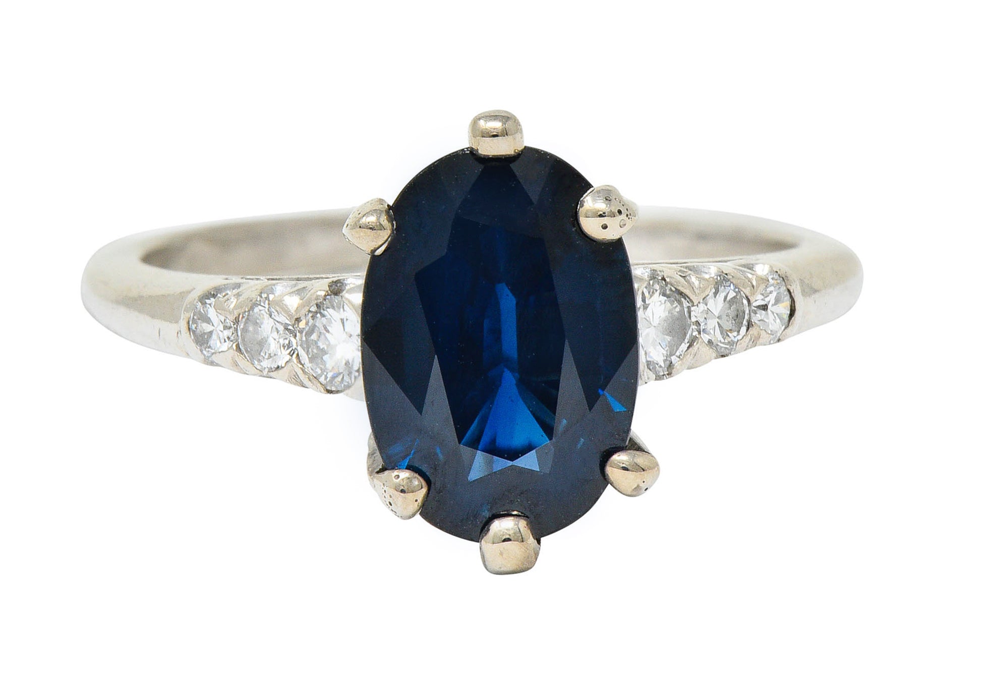 Vintage 2.05 CTW Sapphire Diamond Platinum Engagement RingRing - Wilson's Estate Jewelry