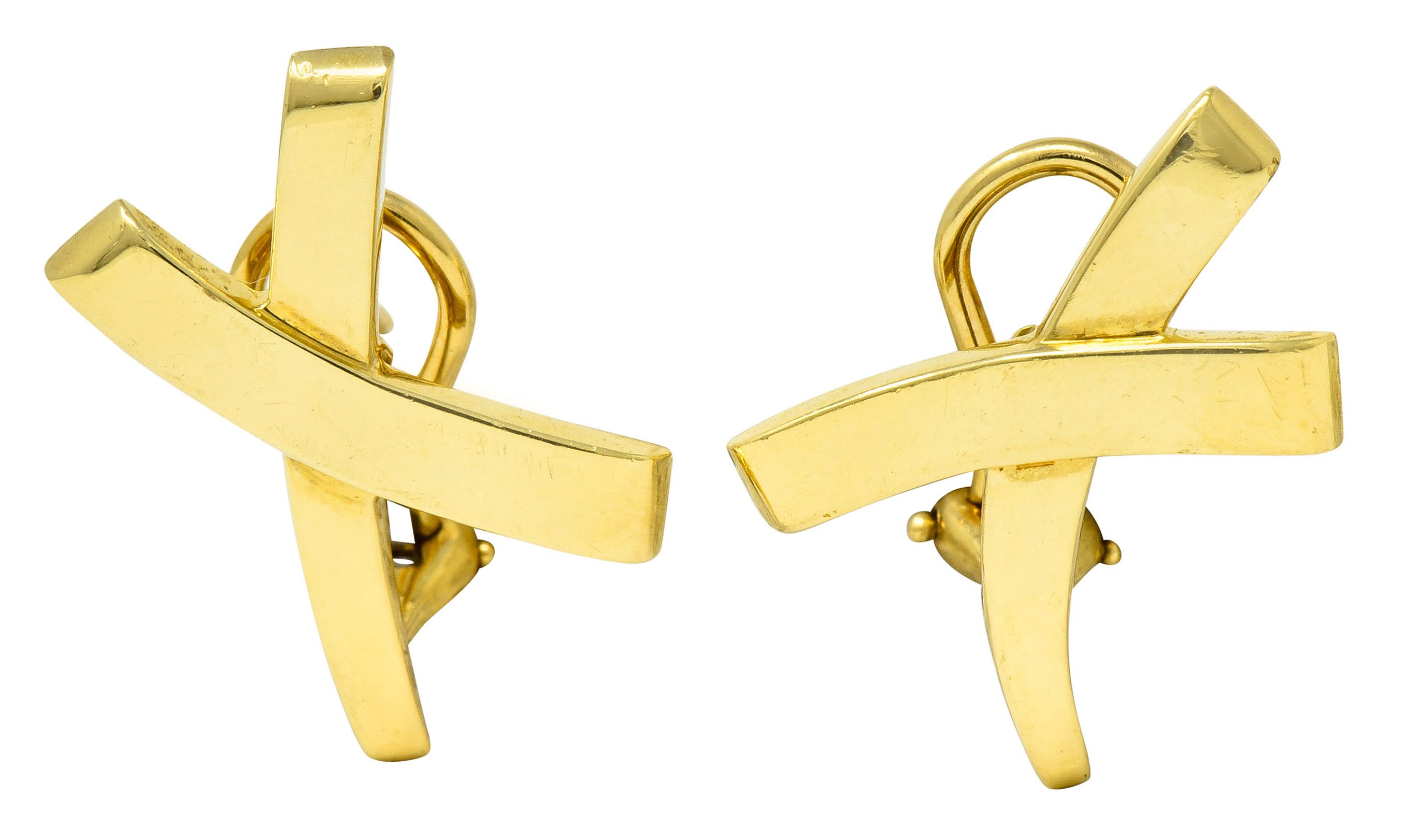 1980's Paloma Picasso Tiffany & Co. 18 Karat Gold Graffiti X Earrings - Wilson's Estate Jewelry