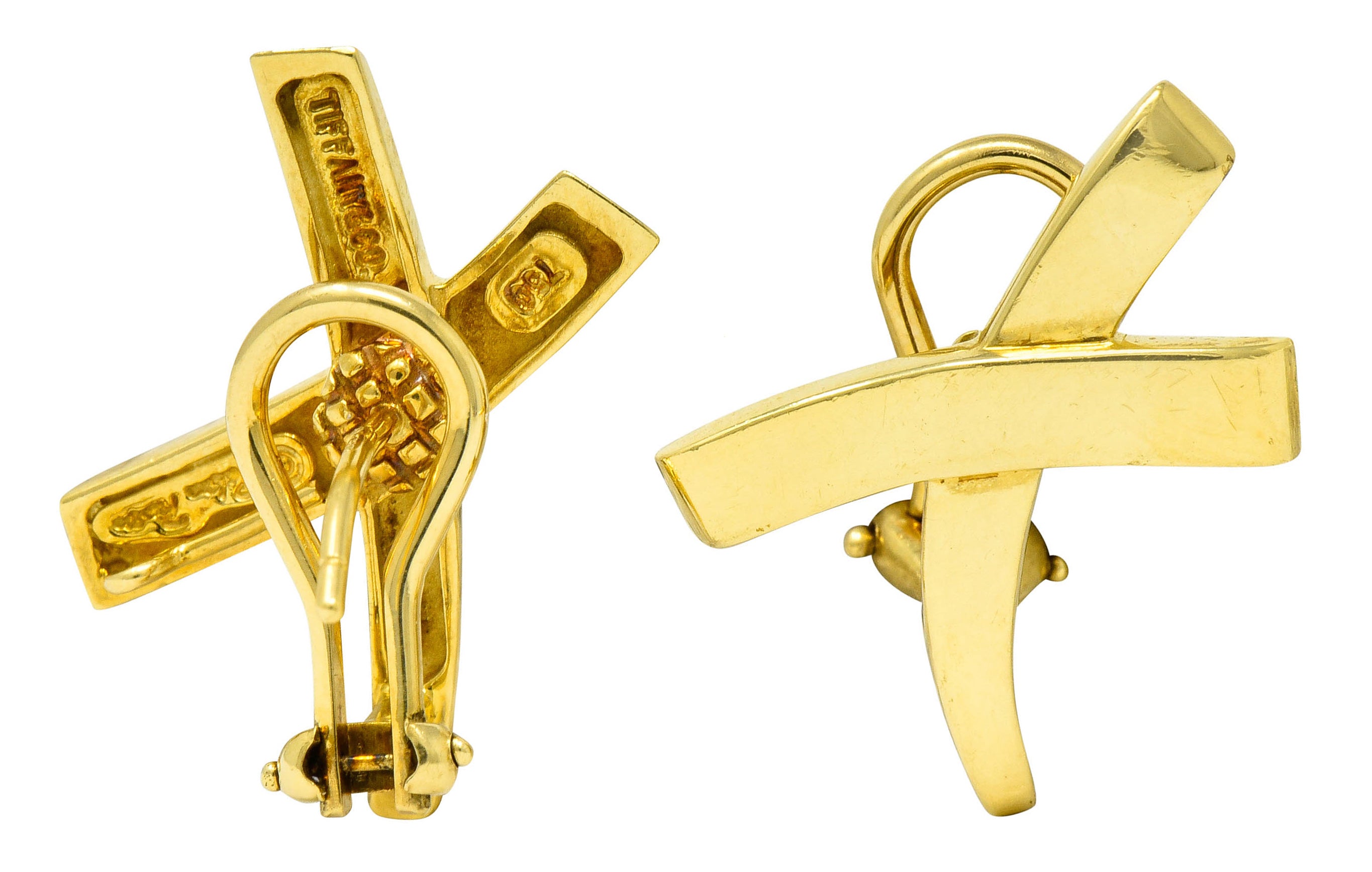 1980's Paloma Picasso Tiffany & Co. 18 Karat Gold Graffiti X Earrings - Wilson's Estate Jewelry