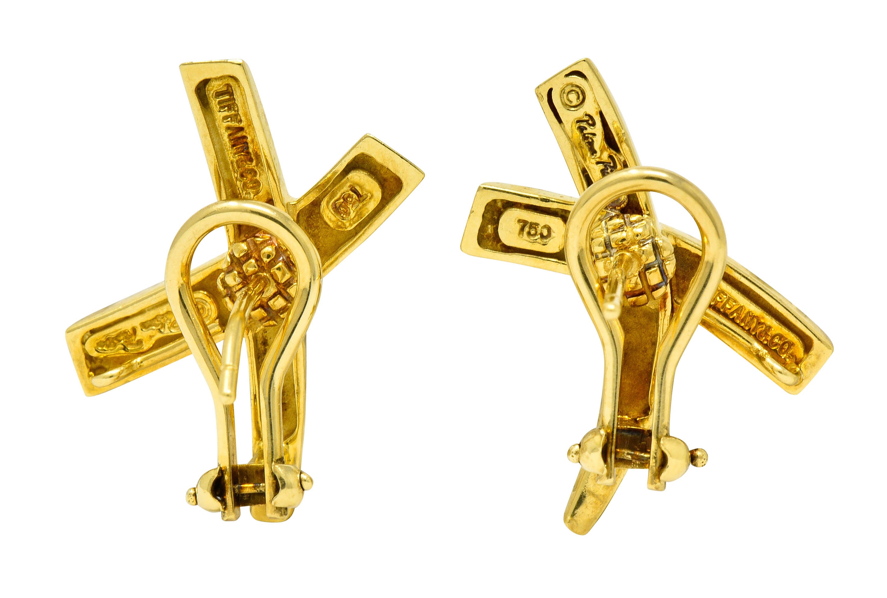 1980's Paloma Picasso Tiffany & Co. 18 Karat Gold Graffiti X Earrings - Wilson's Estate Jewelry