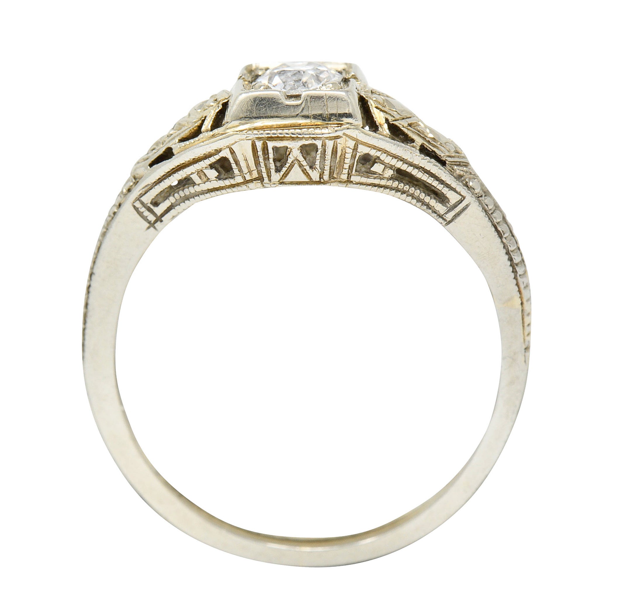 Art Deco Diamond 18 Karat White Gold Engagement RingRing - Wilson's Estate Jewelry