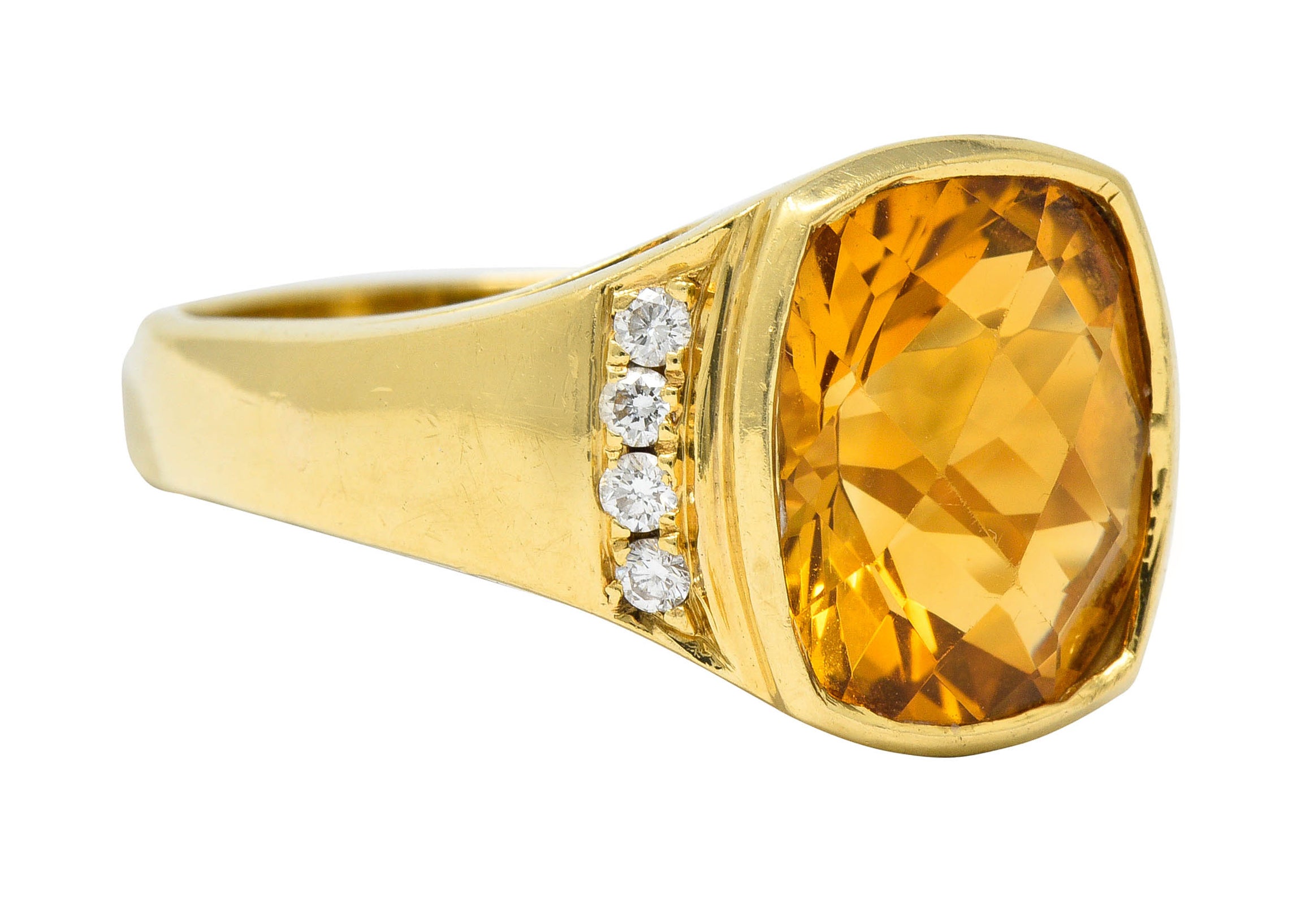 Contemporary Citrine Diamond 18 Karat Gold Statement RingRing - Wilson's Estate Jewelry