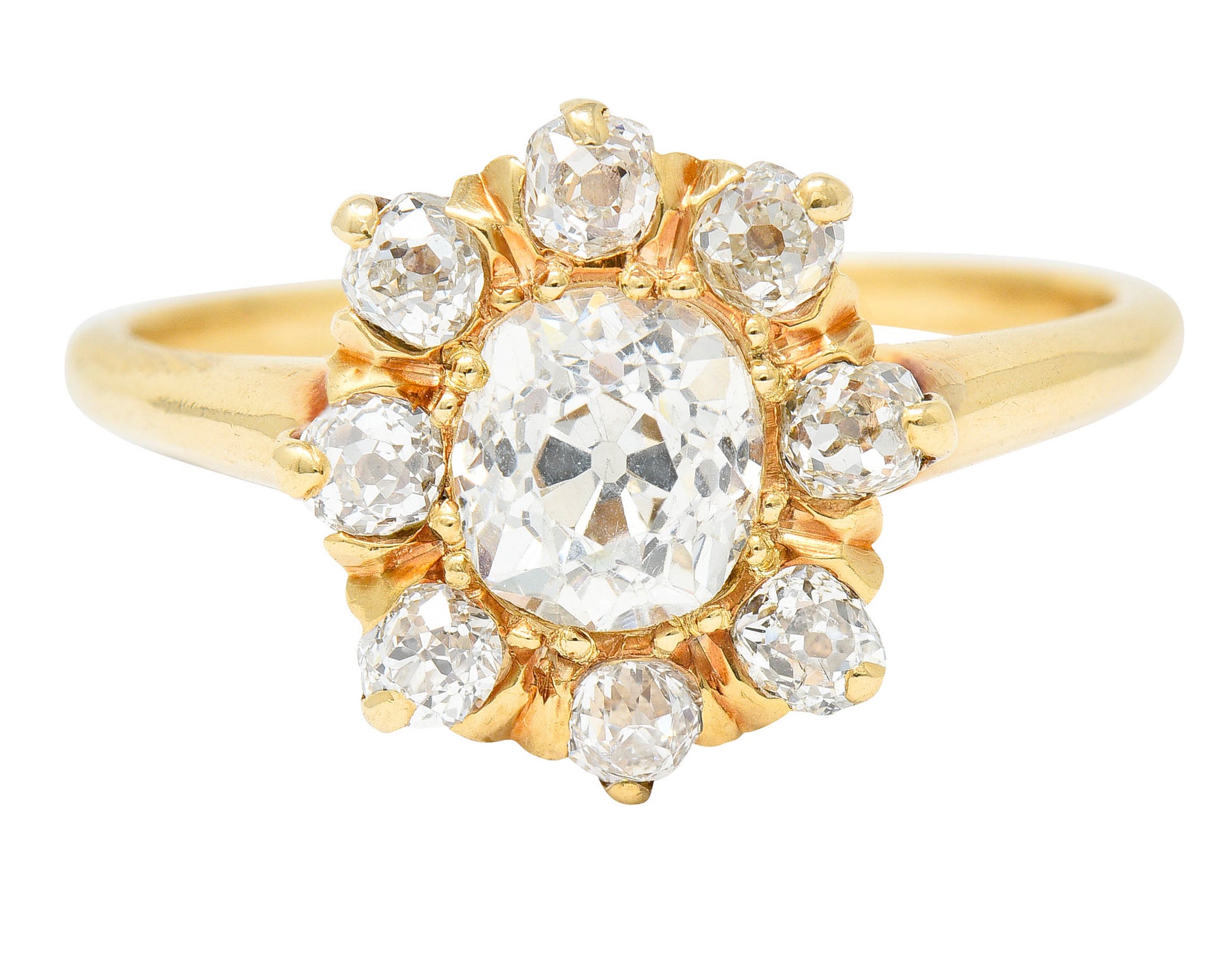 Victorian 1.60 CTW Old Mine Diamond 14 Karat Gold Cluster RingRing - Wilson's Estate Jewelry