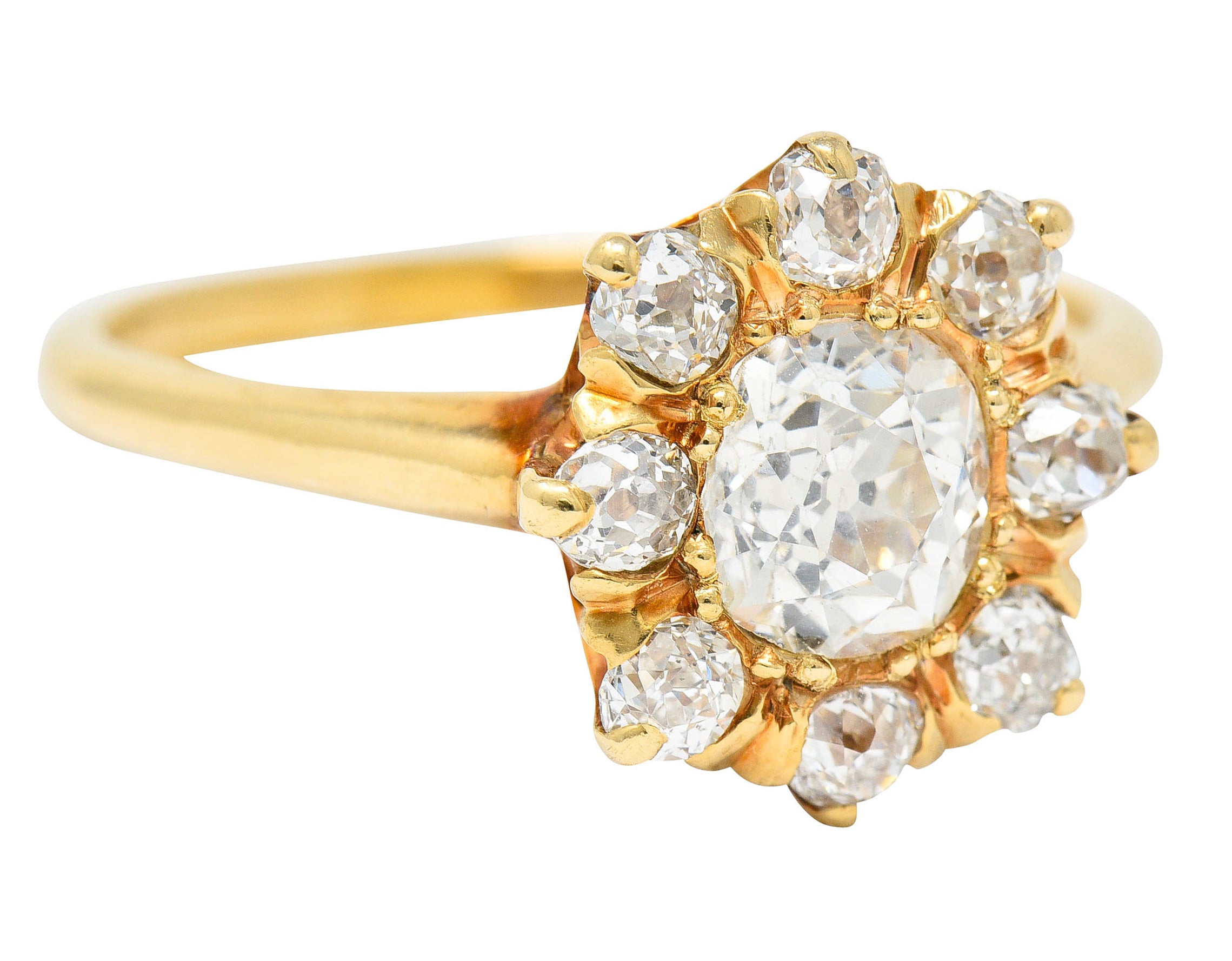 Victorian 1.60 CTW Old Mine Diamond 14 Karat Gold Cluster RingRing - Wilson's Estate Jewelry