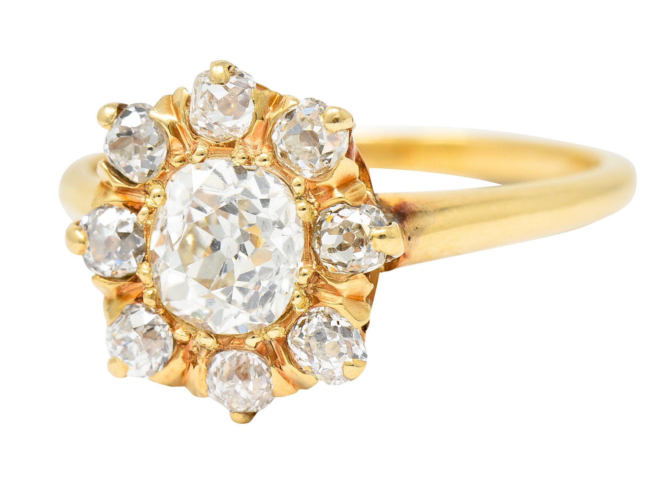 Victorian 1.60 CTW Old Mine Diamond 14 Karat Gold Cluster RingRing - Wilson's Estate Jewelry