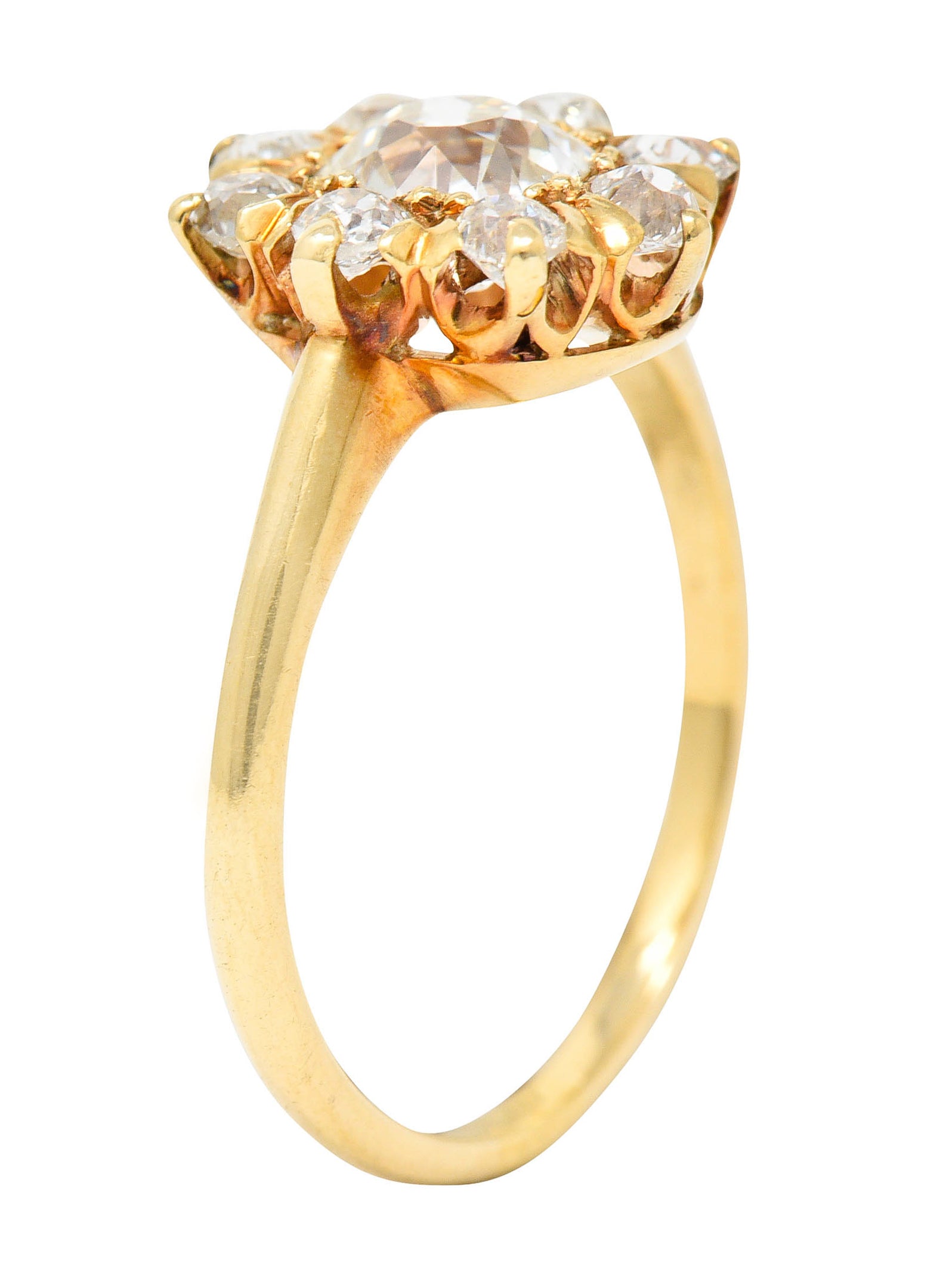 Victorian 1.60 CTW Old Mine Diamond 14 Karat Gold Cluster RingRing - Wilson's Estate Jewelry