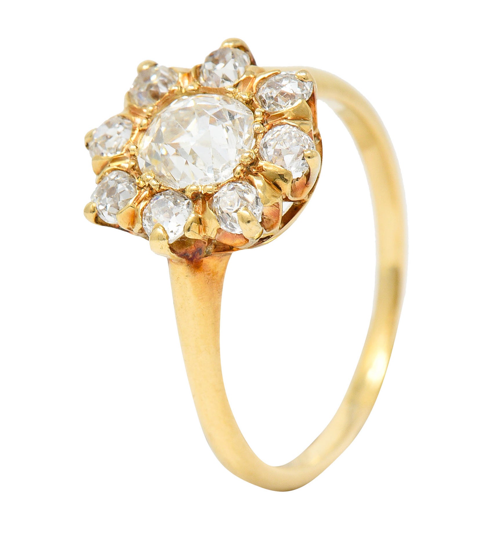 Victorian 1.60 CTW Old Mine Diamond 14 Karat Gold Cluster RingRing - Wilson's Estate Jewelry