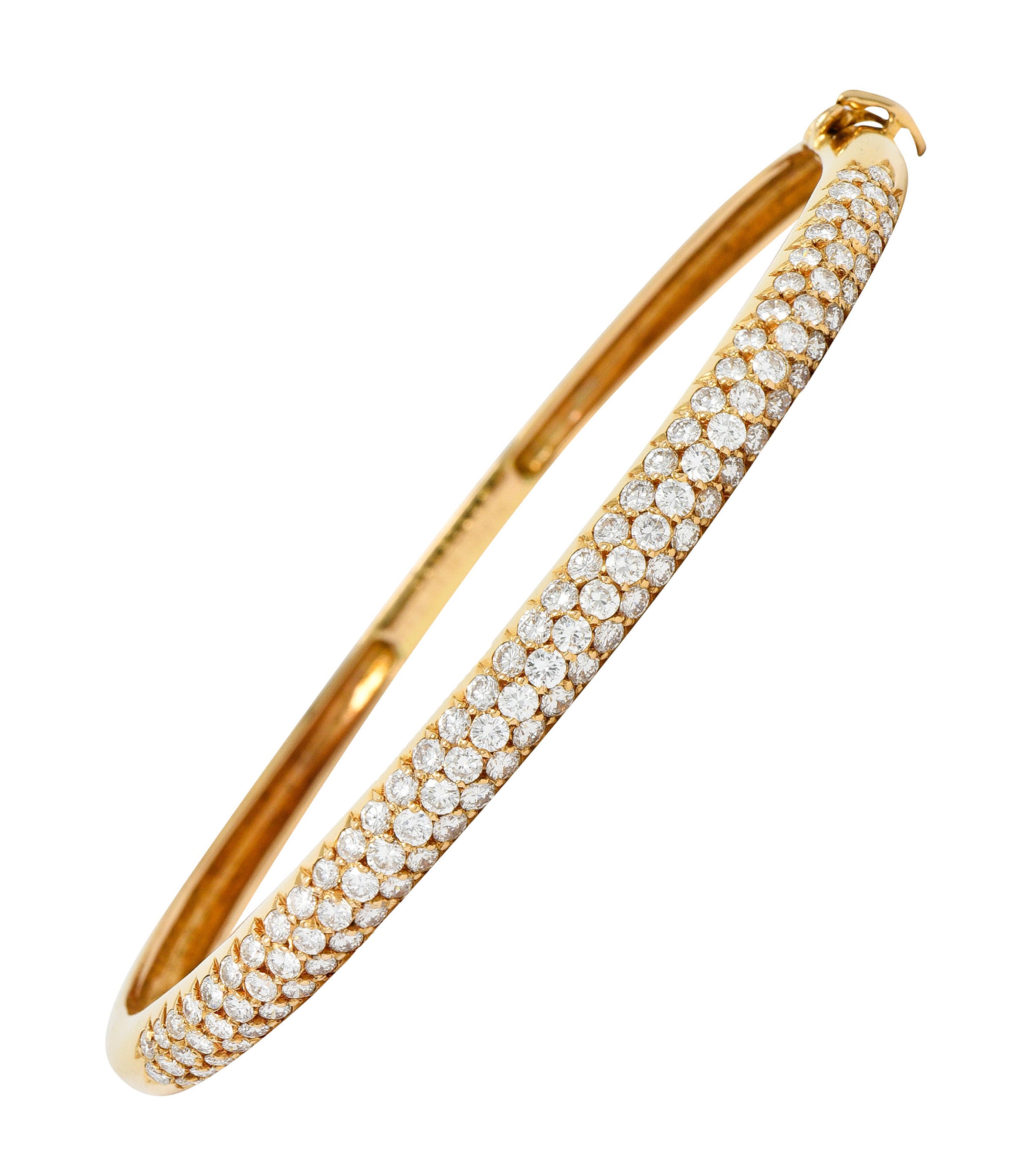 Van Cleef & Arpels 2.42 CTW Diamond 18 Karat Gold French Pave Bangle Braceletbracelet - Wilson's Estate Jewelry