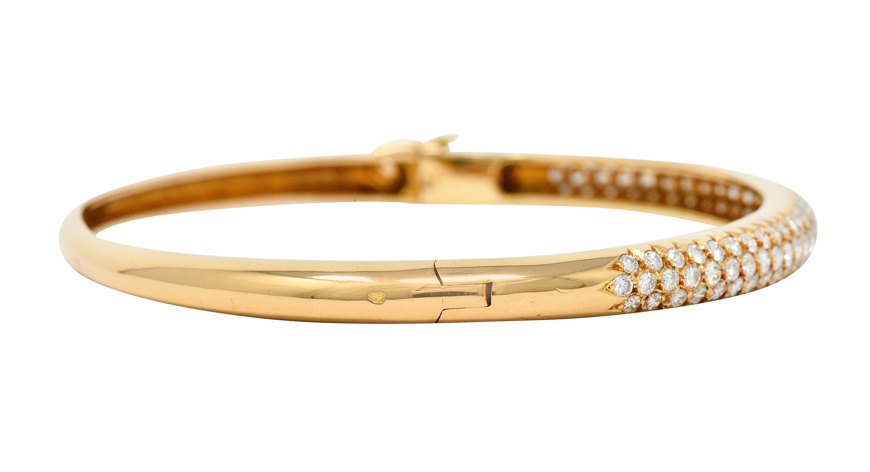 Van Cleef & Arpels 2.42 CTW Diamond 18 Karat Gold French Pave Bangle Braceletbracelet - Wilson's Estate Jewelry