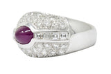 1950's W.J. Harbor Co. 2.50 CTW Ruby Diamond 18 Karat White Gold Unisex Band RingRing - Wilson's Estate Jewelry