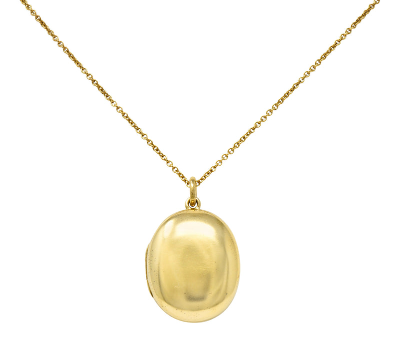 Tiffany & Co. Vintage 14 Karat Gold Oval Locket Pendant Necklace
