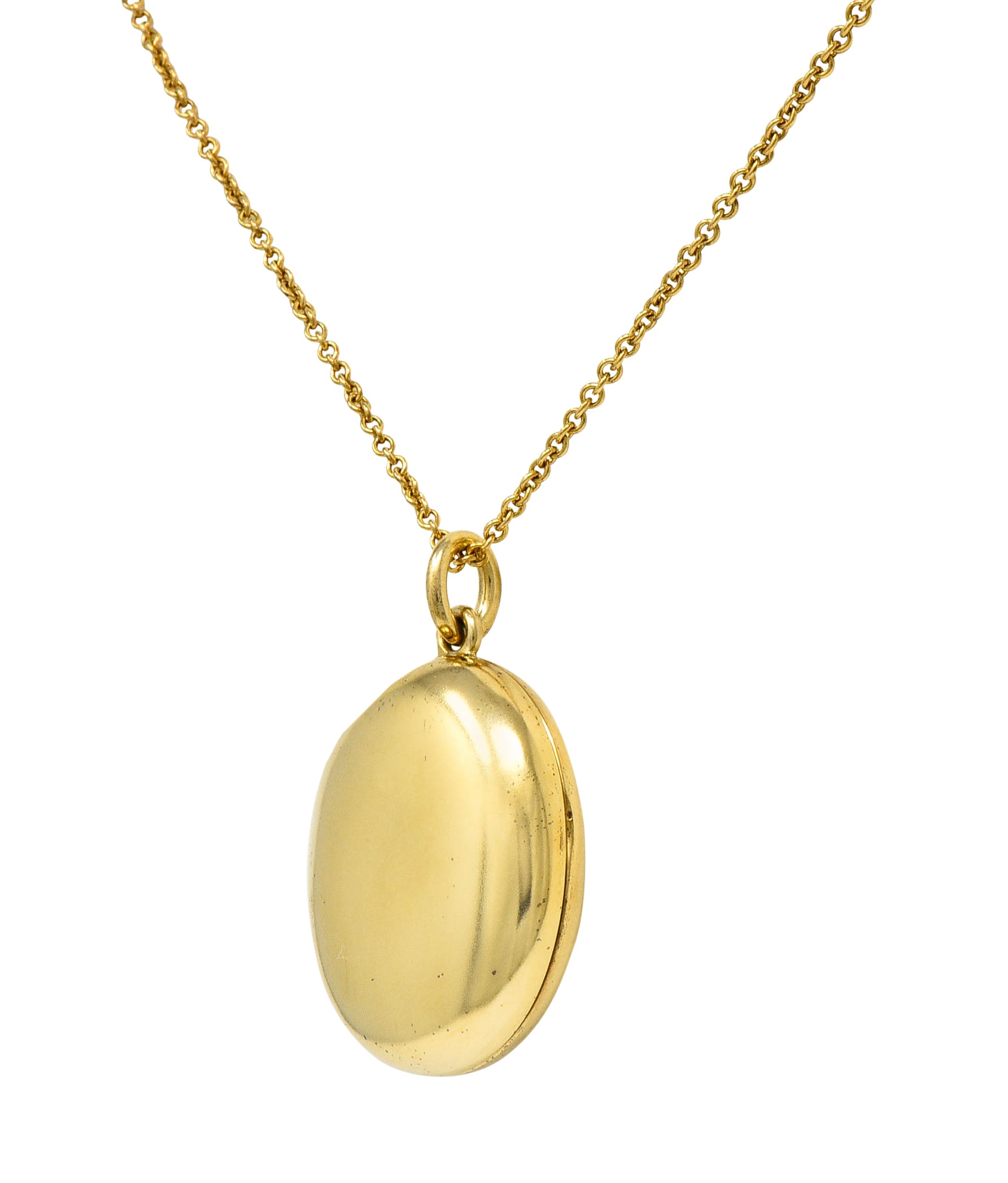 Tiffany & Co. Vintage 14 Karat Gold Oval Locket Pendant Necklace - Wilson's Estate Jewelry