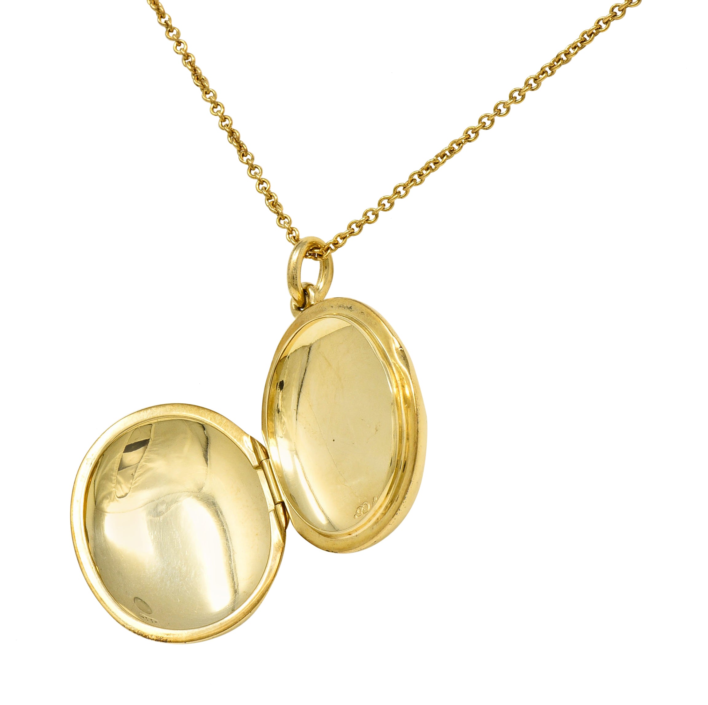 Tiffany & Co. Vintage 14 Karat Gold Oval Locket Pendant Necklace - Wilson's Estate Jewelry