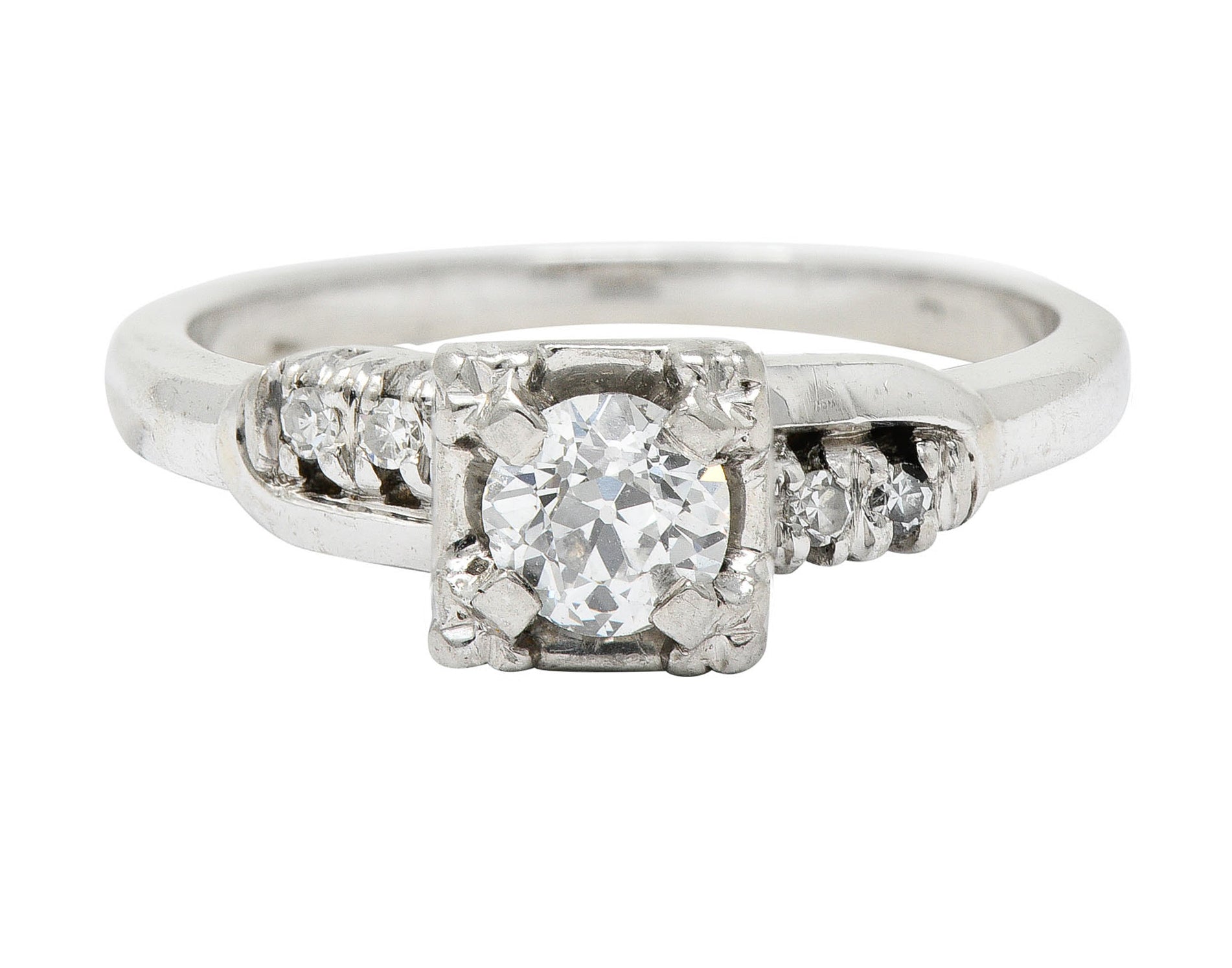 Retro 0.40 CTW Diamond 14 Karat White Gold Engagement RingRing - Wilson's Estate Jewelry