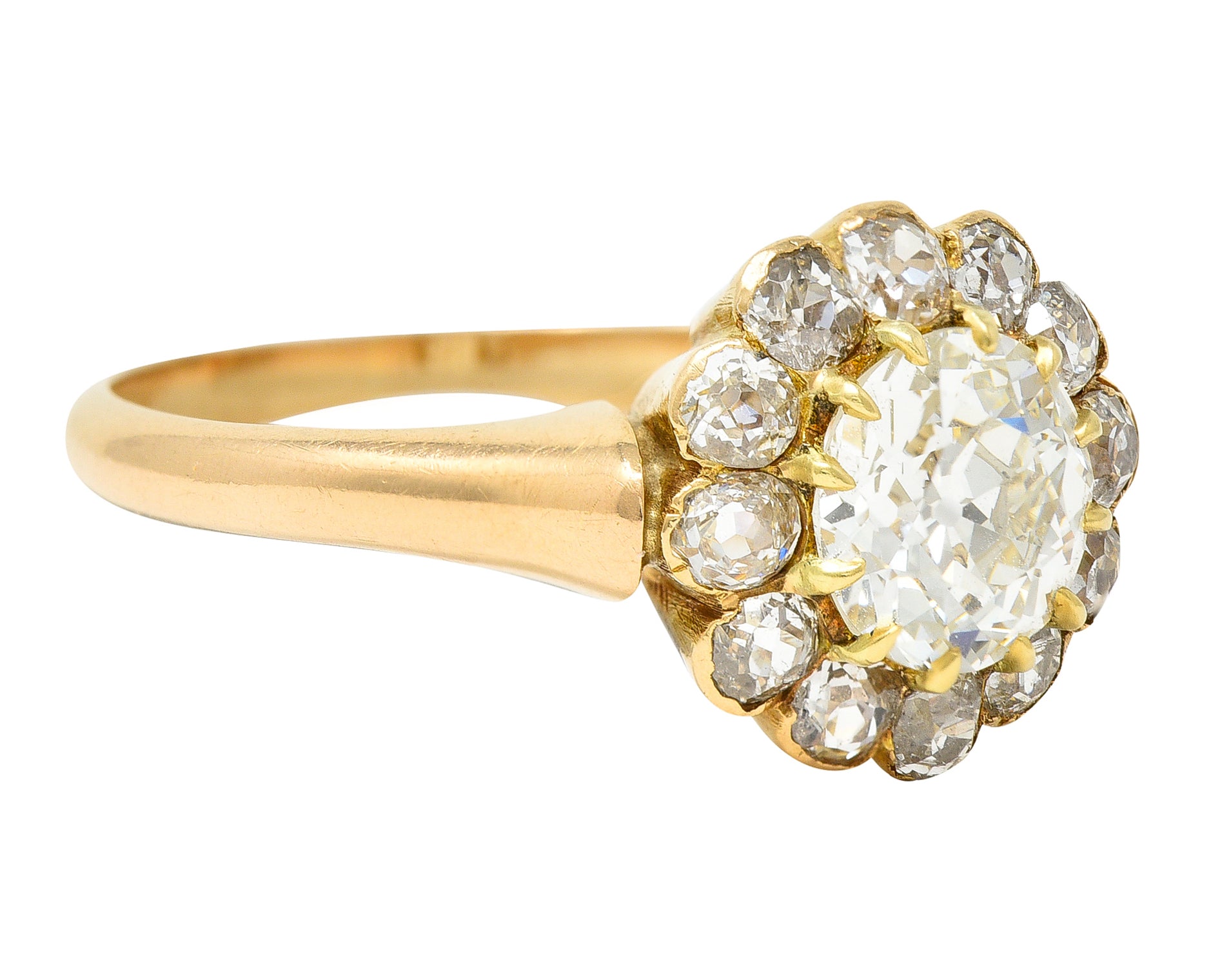 Victorian 2.26 CTW Diamond 18 Karat Yellow Gold Cluster RingRing - Wilson's Estate Jewelry