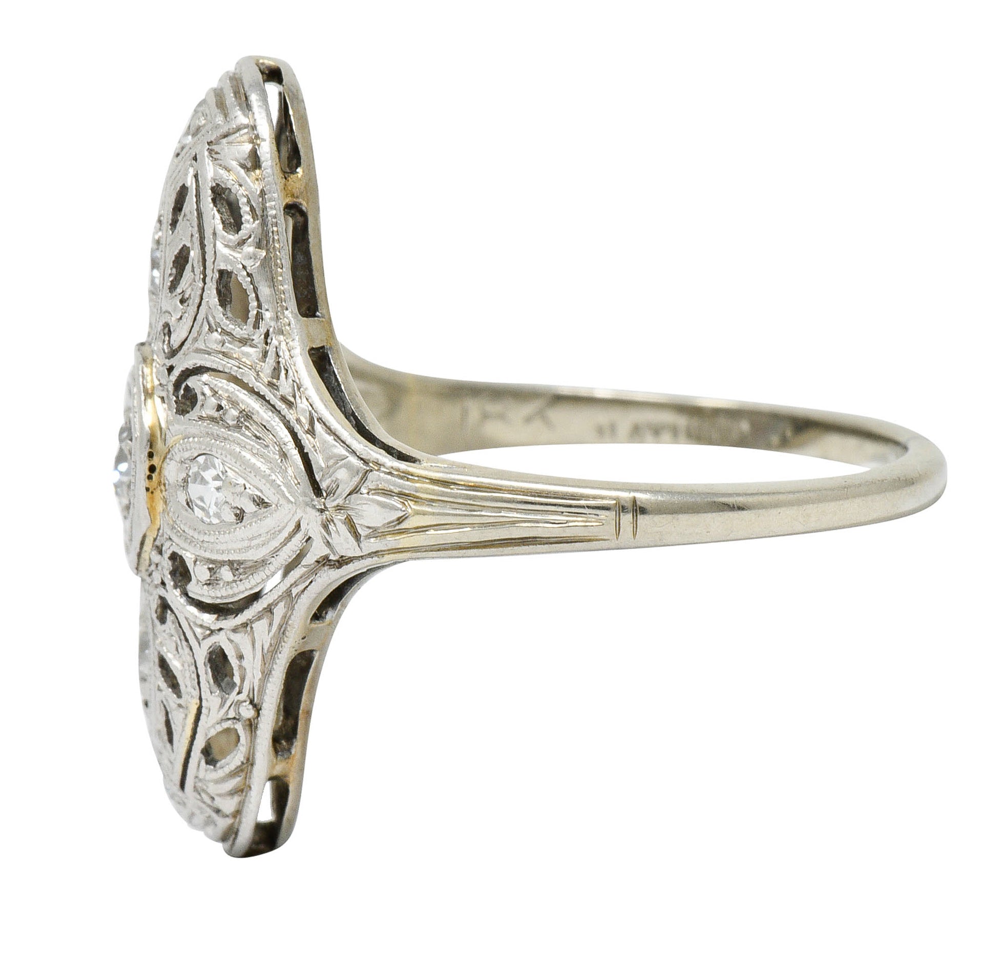 Edwardian Diamond Platinum-Topped 18 Karat White Gold Dinner RingRing - Wilson's Estate Jewelry