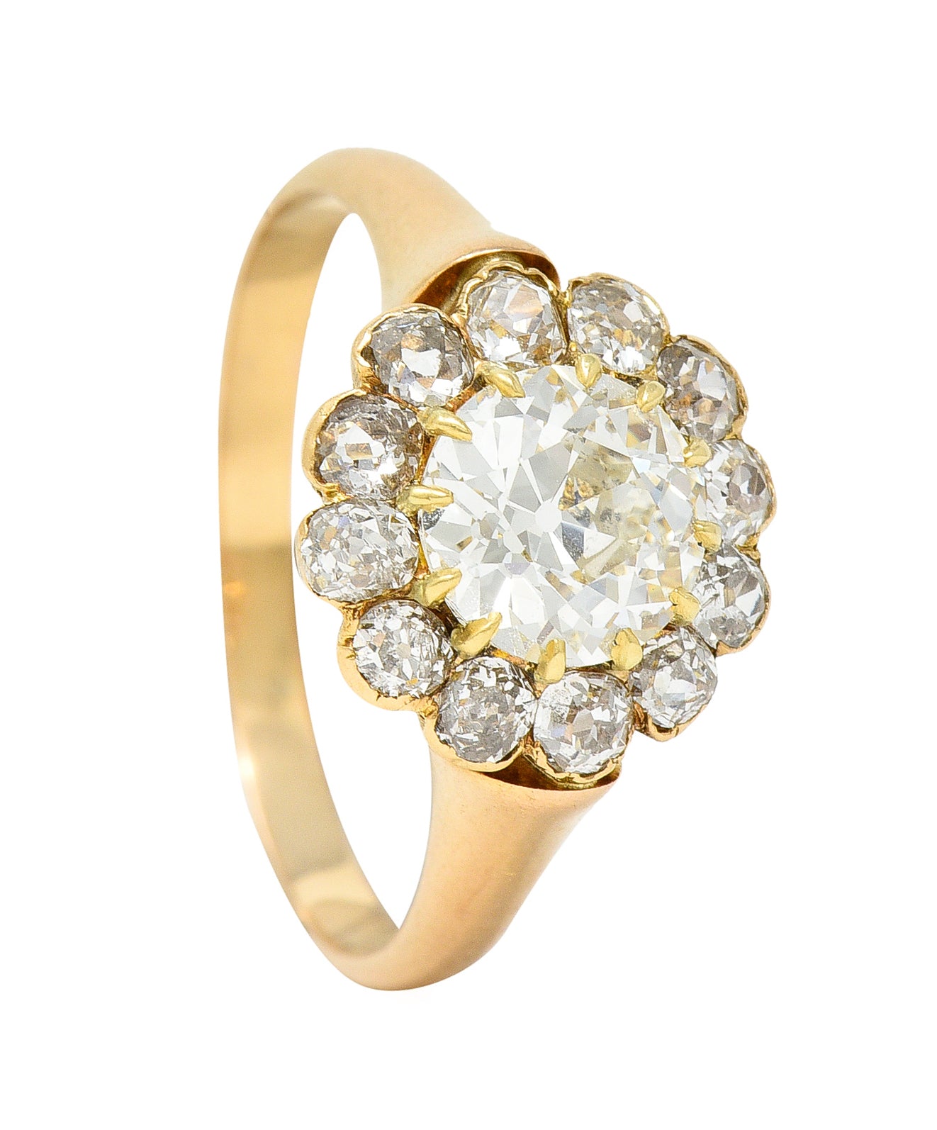 Victorian 2.26 CTW Diamond 18 Karat Yellow Gold Cluster RingRing - Wilson's Estate Jewelry