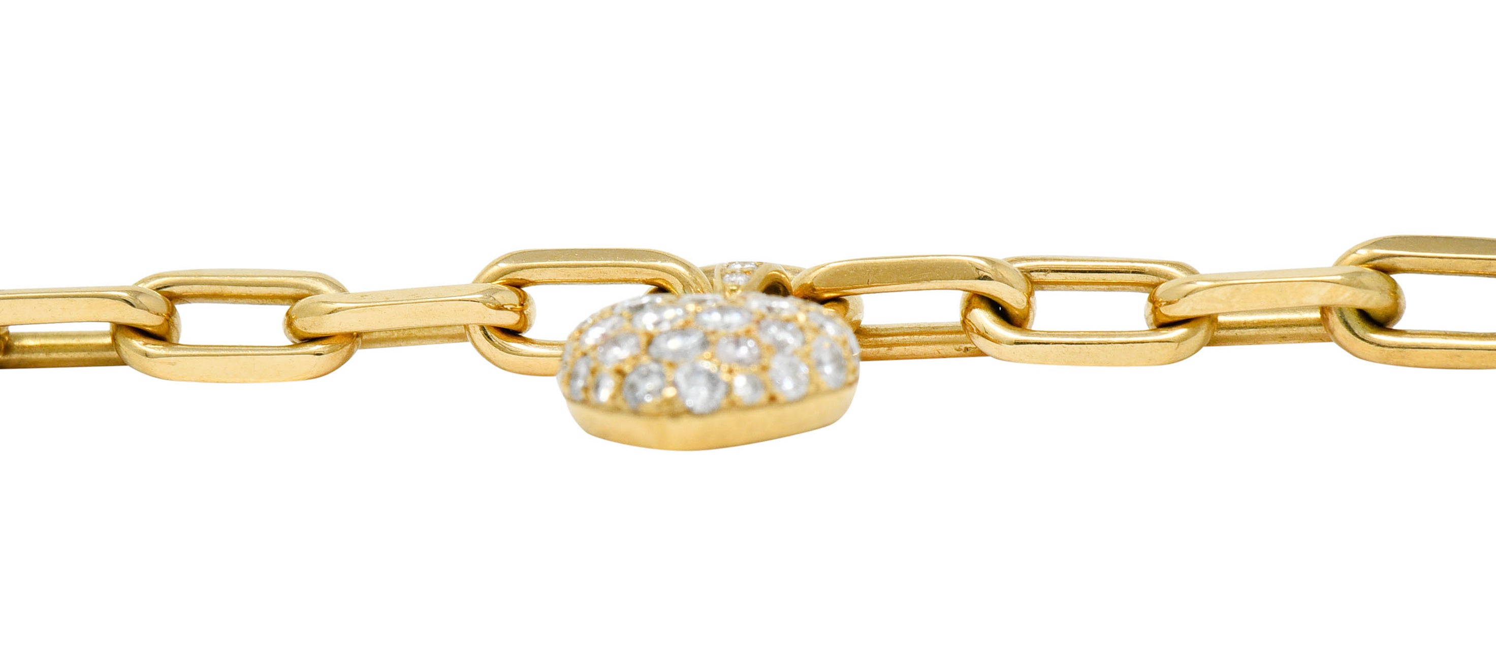 French Cartier 1.00 CTW Pave Diamond 18 Karat Gold Heart Charm Braceletbracelet - Wilson's Estate Jewelry