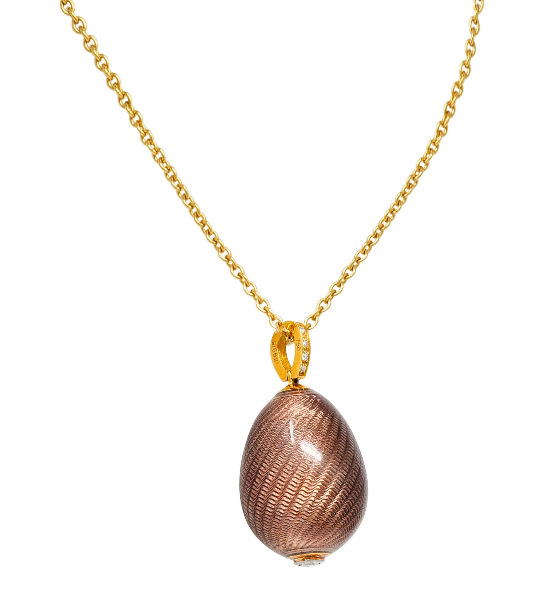 Faberge Diamond 18 Karat Gold Enamel Egg Drop Pendant Necklace | Wilson ...