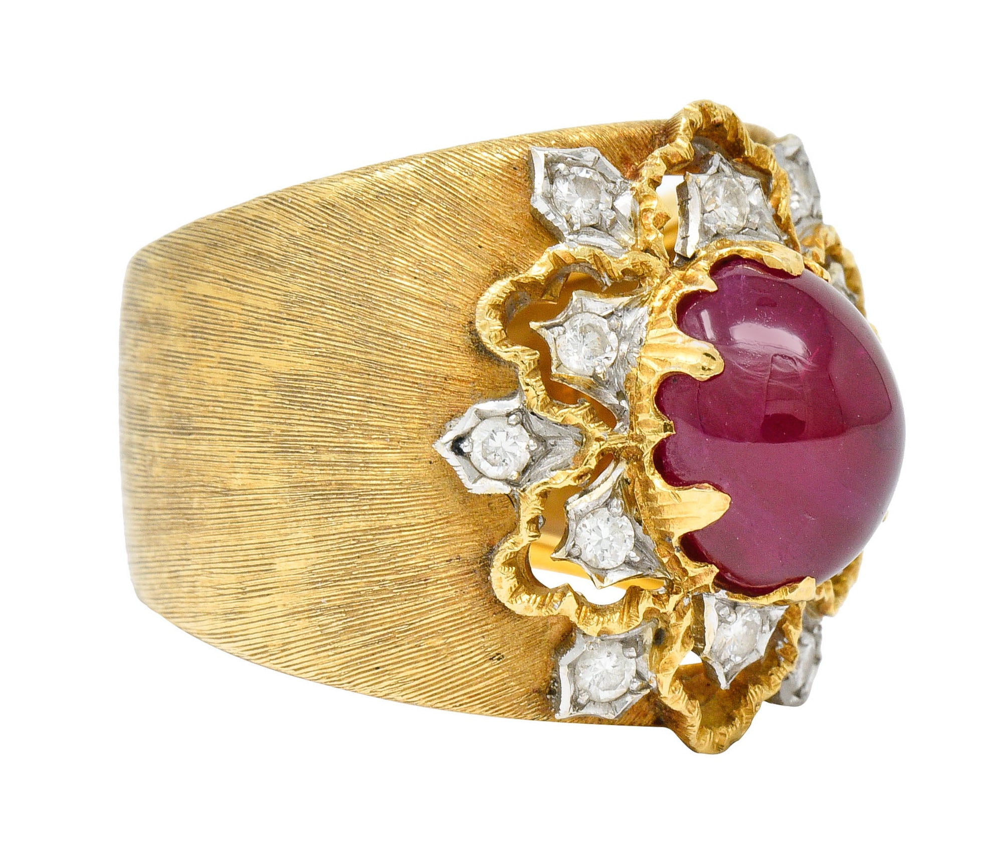 Buccellati 4.95 CTW Ruby Diamond 18 Karat Gold Italian Cluster RingRing - Wilson's Estate Jewelry