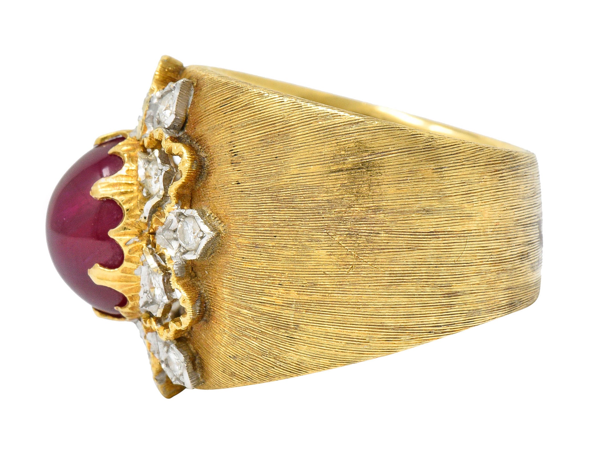 Buccellati 4.95 CTW Ruby Diamond 18 Karat Gold Italian Cluster RingRing - Wilson's Estate Jewelry