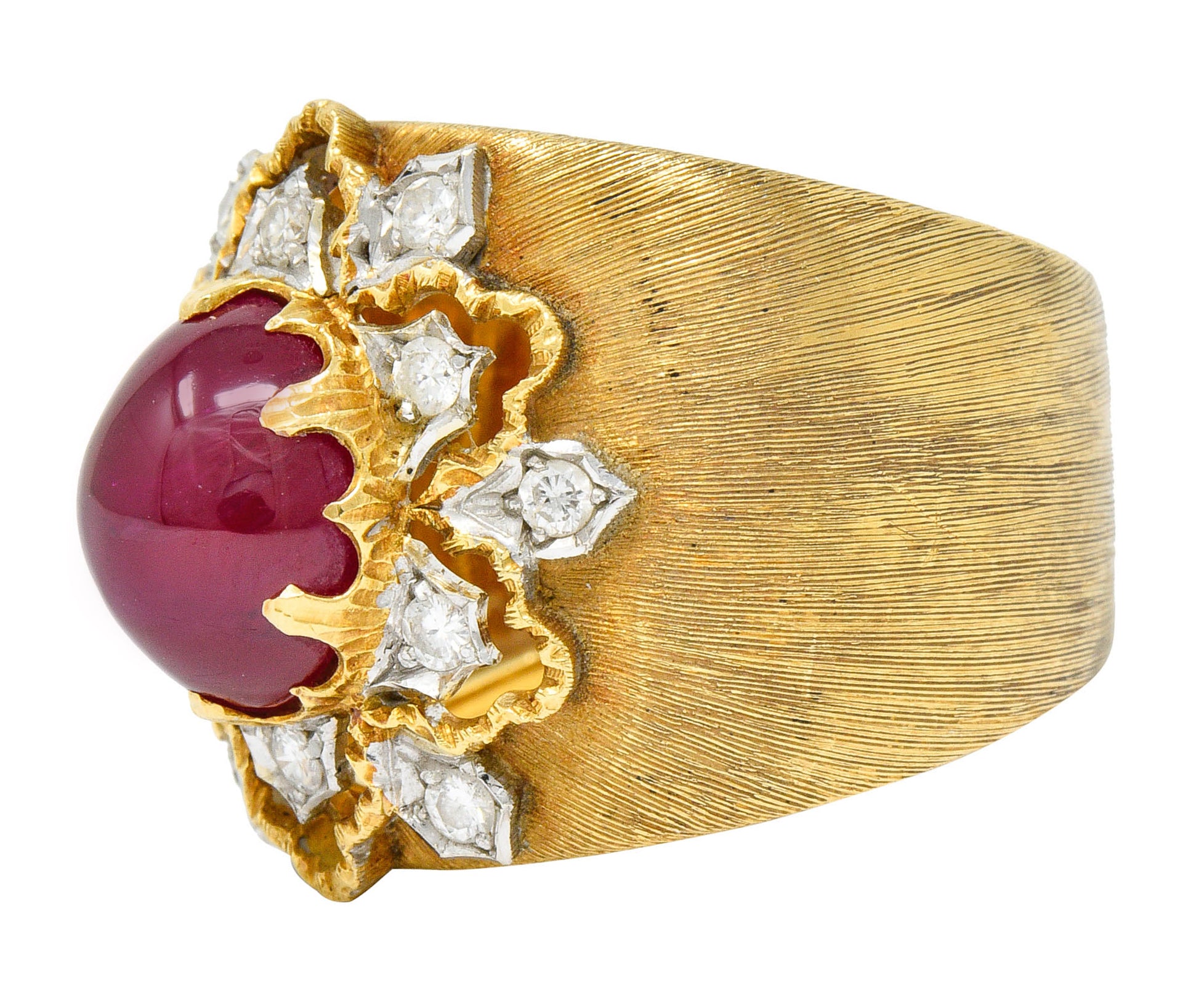 Buccellati 4.95 CTW Ruby Diamond 18 Karat Gold Italian Cluster RingRing - Wilson's Estate Jewelry