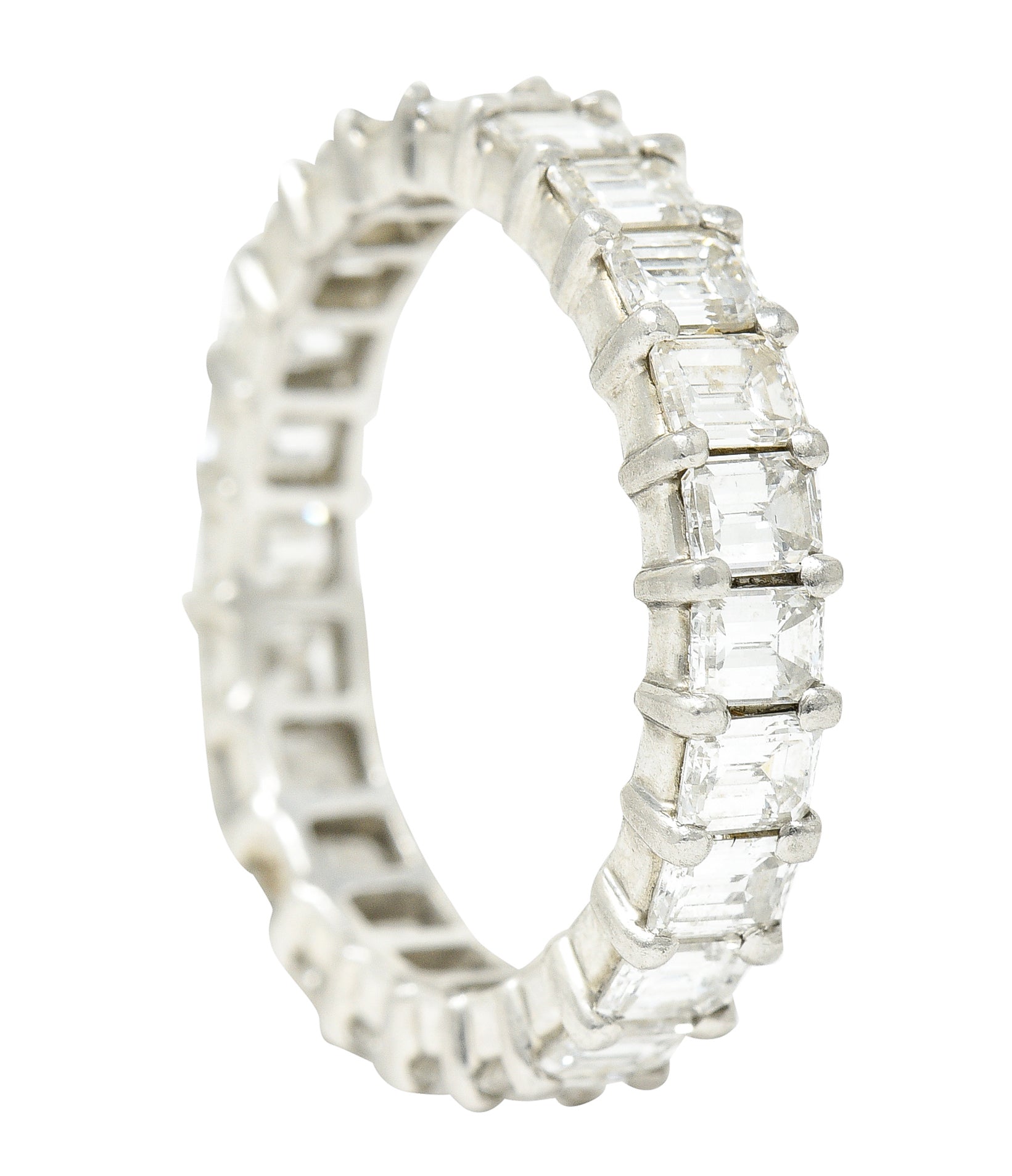 Mid-Century 3.00 CTW Emerald Cut Diamond Platinum Vintage Eternity Band Ring Wilson's Estate Jewelry