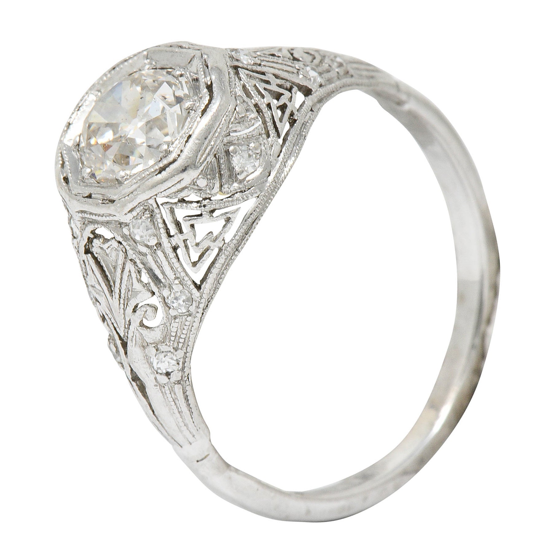 Early Art Deco 0.75 CTW Diamond 14 Karat White Gold Engagement RingRing - Wilson's Estate Jewelry