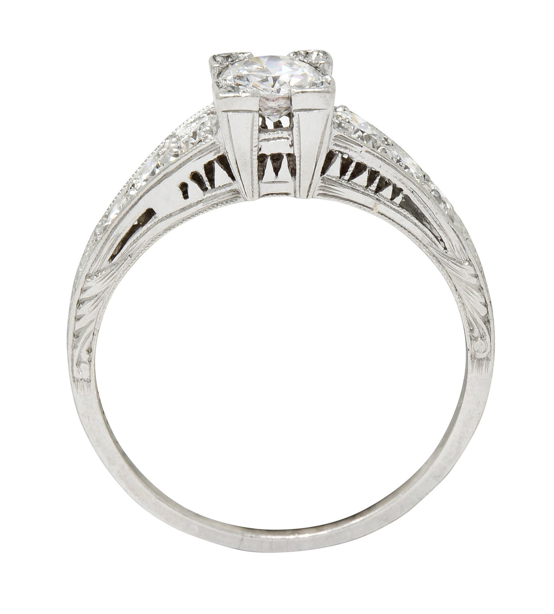 Art Deco 0.78 CTW Diamond Platinum Engagement Ring - Wilson's Estate Jewelry