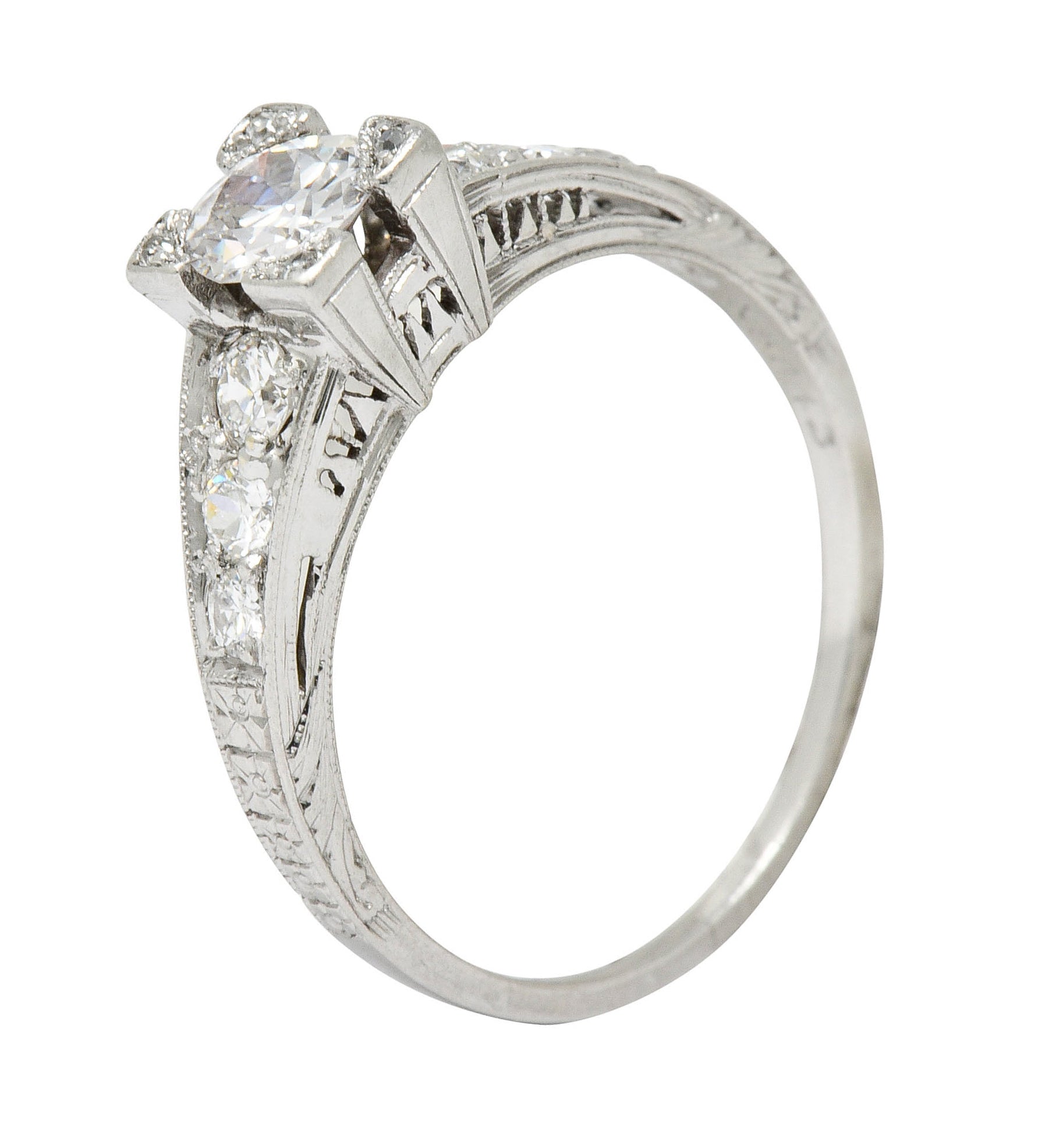 Art Deco 0.78 CTW Diamond Platinum Engagement Ring - Wilson's Estate Jewelry