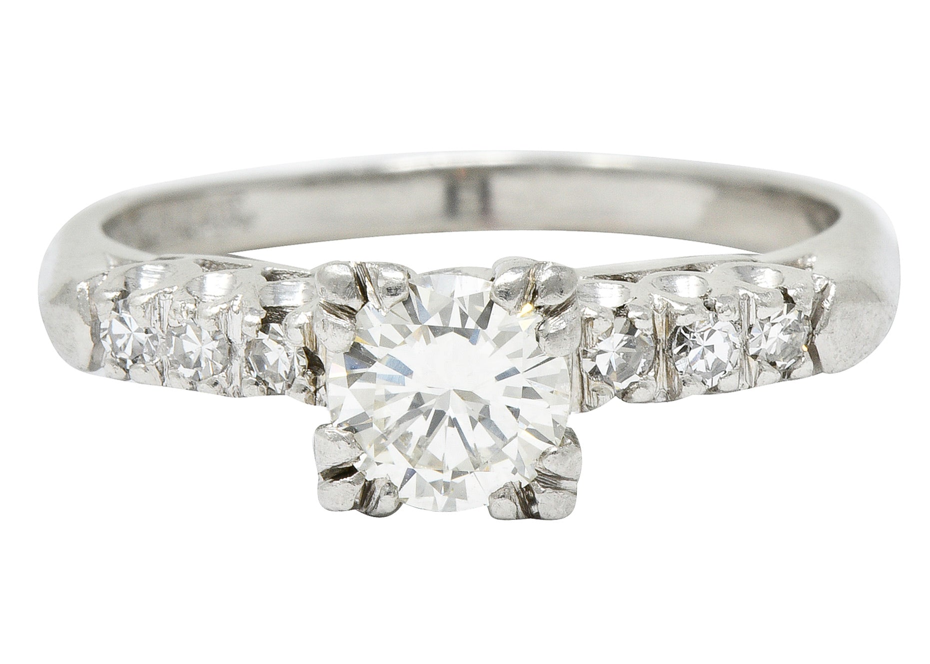 1940's Retro 0.78 CTW Diamond Platinum Fishtail Engagement RingRing - Wilson's Estate Jewelry