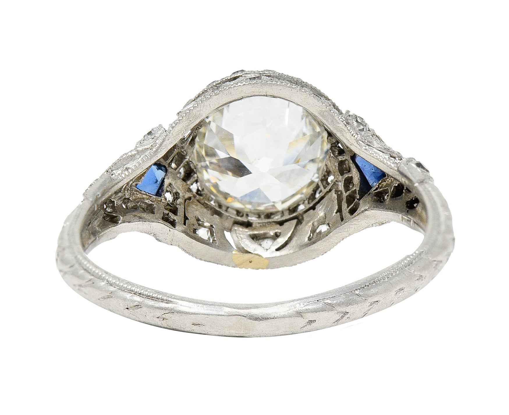 1930's Art Deco 2.57 CTW Diamond Sapphire Platinum Engagement RingRing - Wilson's Estate Jewelry