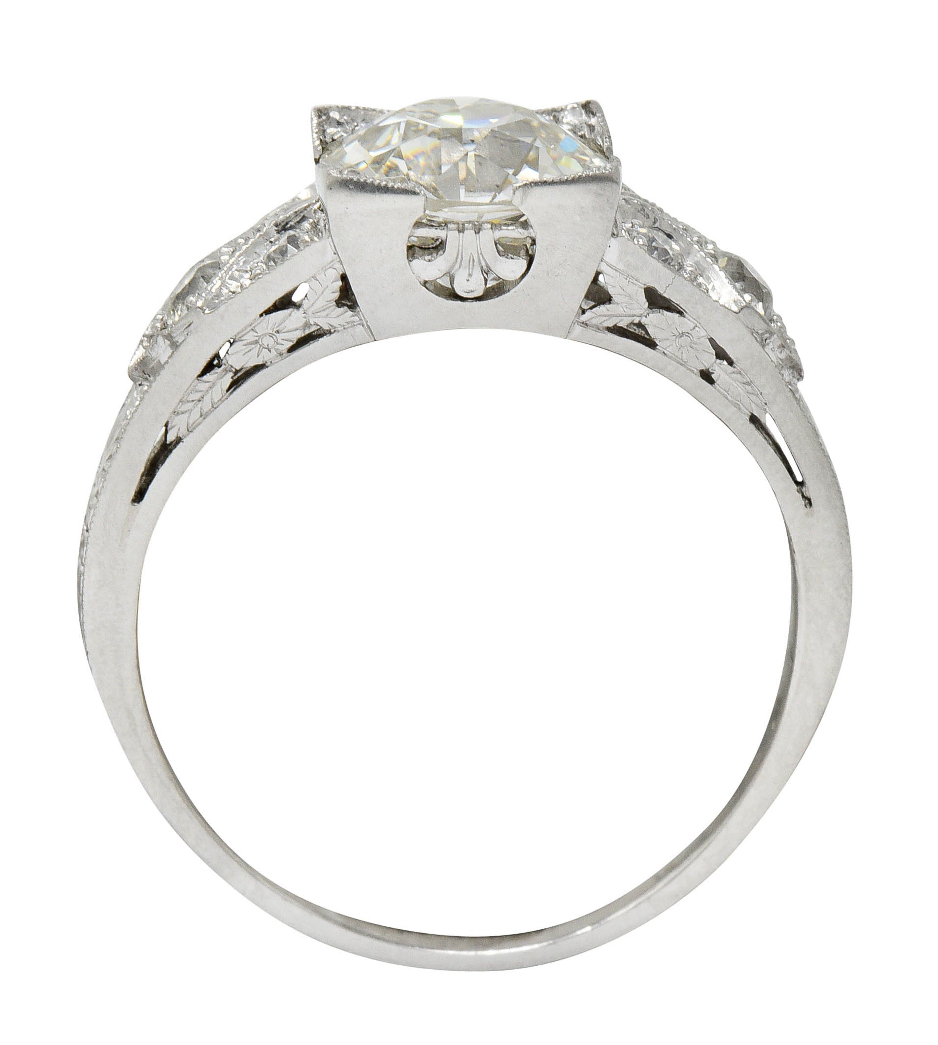 Art Deco 2.31 CTW Diamond Platinum Square Form Engagement Ring GIARing - Wilson's Estate Jewelry