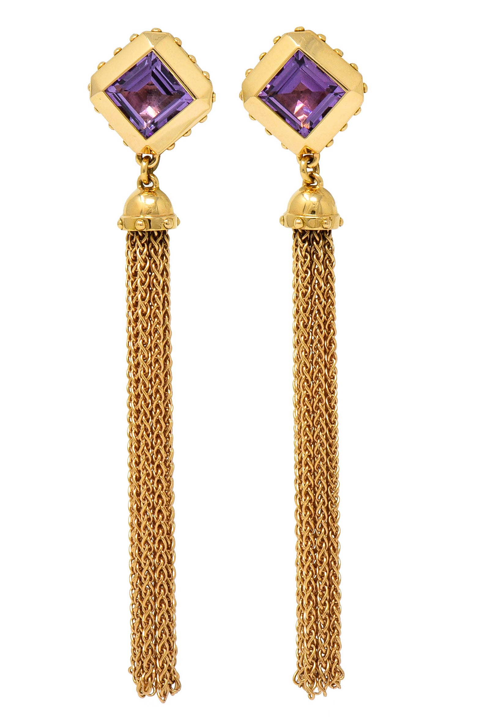 2014 Louis Vuitton Amethyst 18 Karat Gold Emprise Tassel Earrings - Wilson's Estate Jewelry